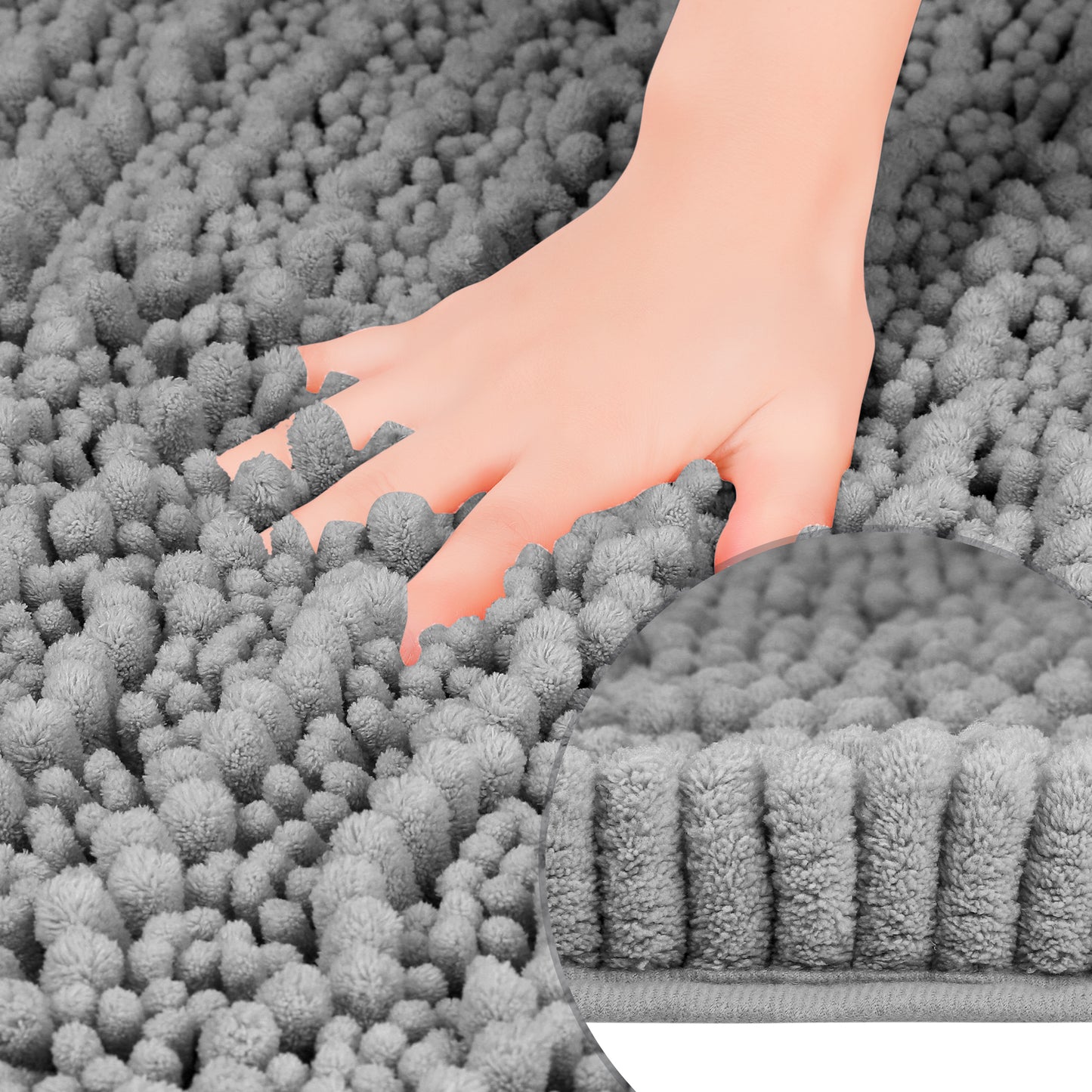 Chenille Bathroom Rugs Non-Slip Bath Mat, Plain Washable Soft Bath Mats
