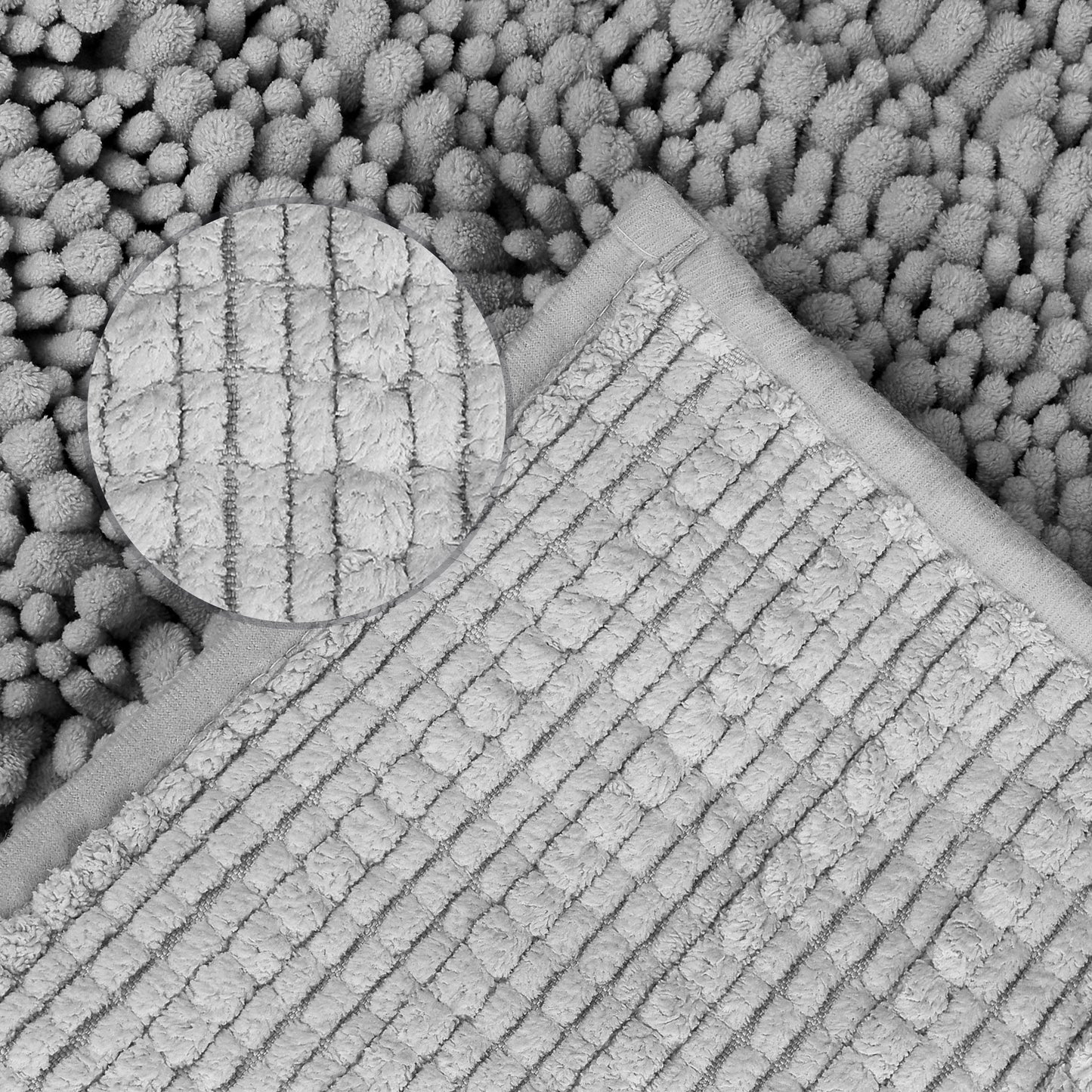 Chenille Bathroom Rugs Non-Slip Bath Mat, Plain Washable Soft Bath Mats