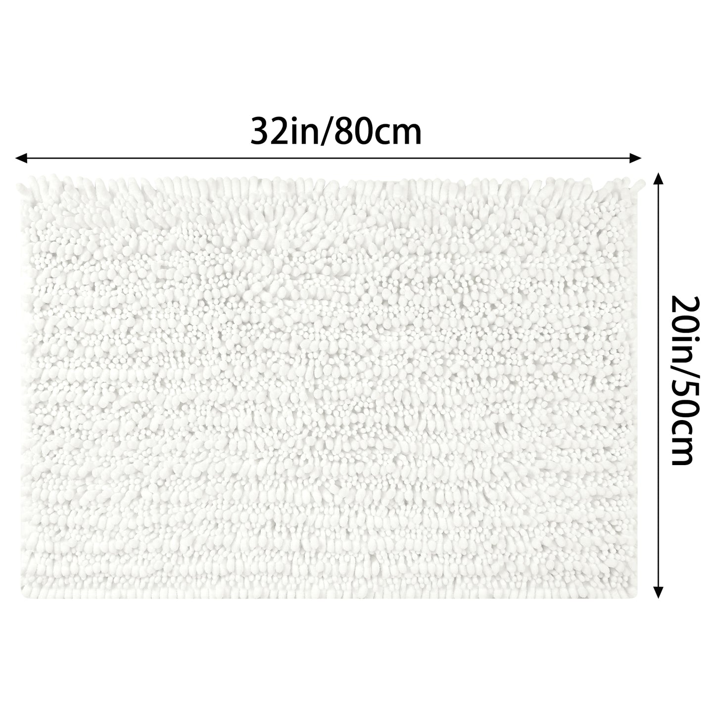 Chenille Bathroom Rugs Non-Slip Bath Mat, Plain Washable Soft Bath Mats