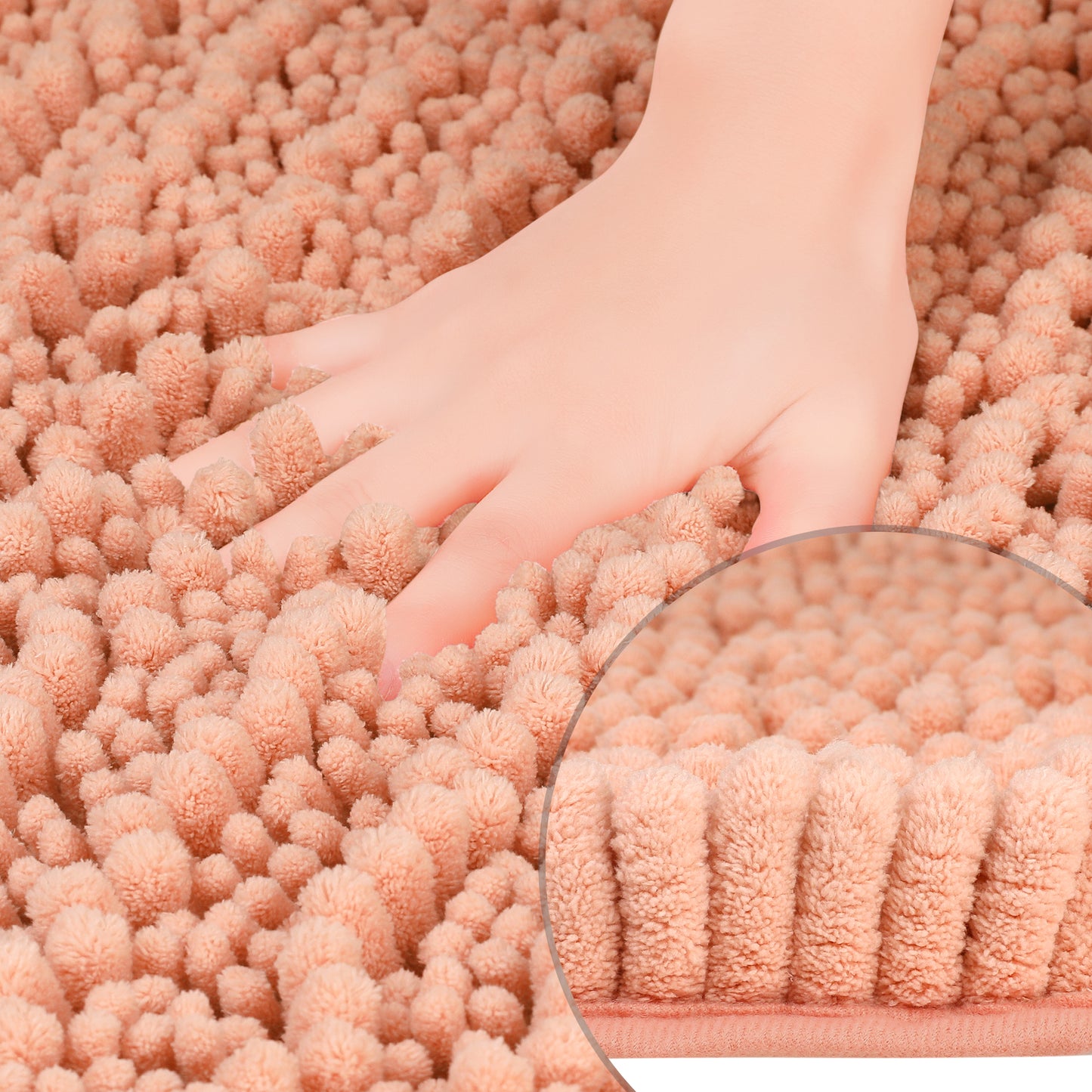 Chenille Bathroom Rugs Non-Slip Bath Mat, Plain Washable Soft Bath Mats