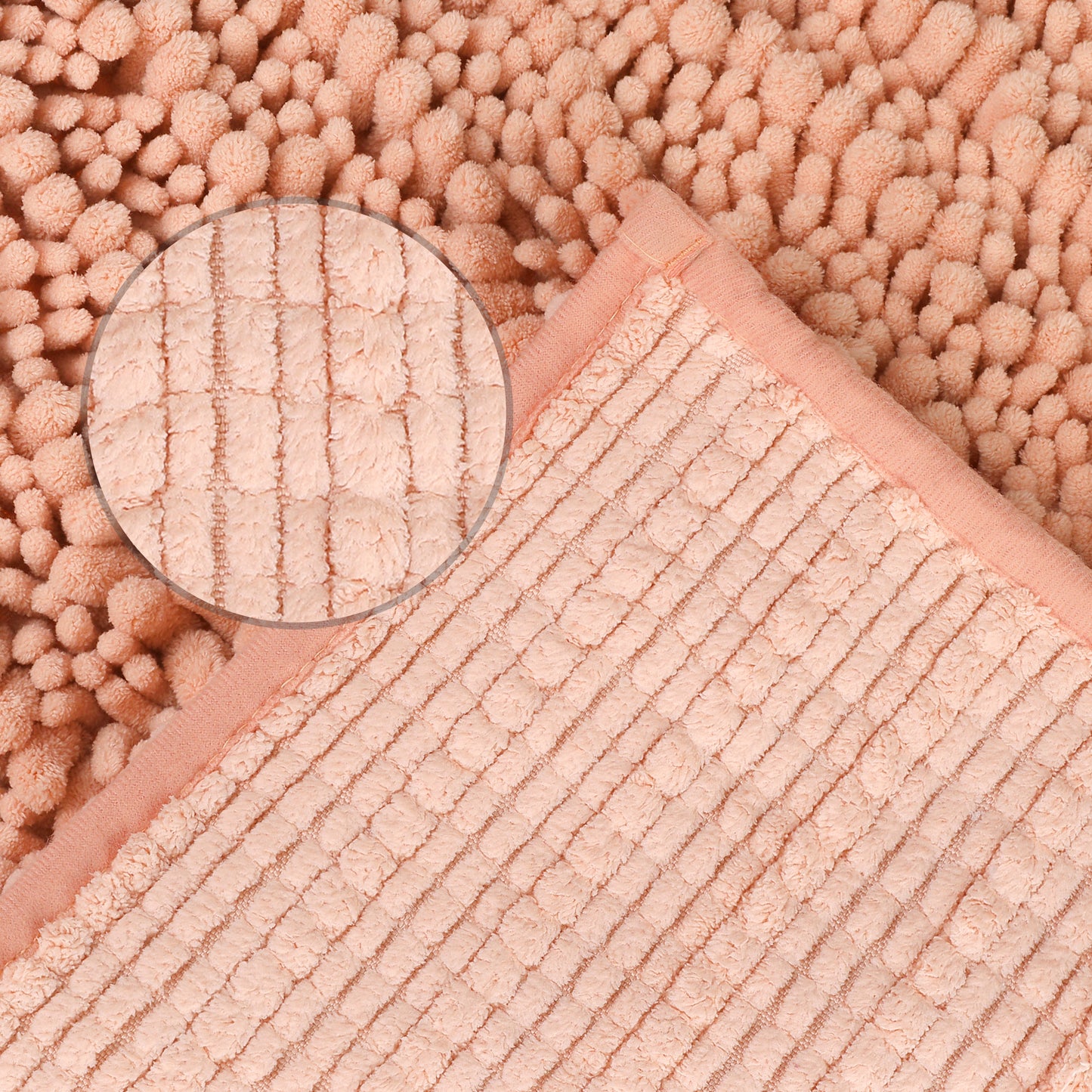 Chenille Bathroom Rugs Non-Slip Bath Mat, Plain Washable Soft Bath Mats