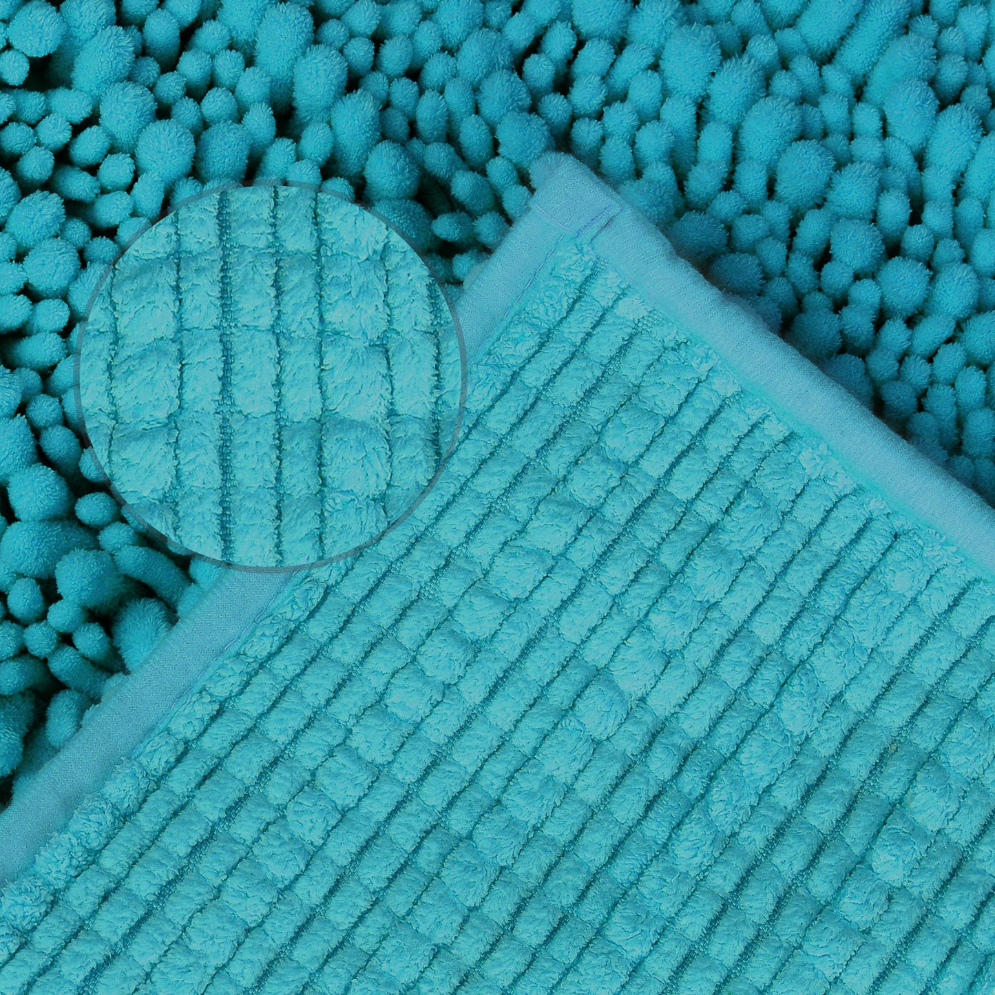 Chenille Bathroom Rugs Non-Slip Bath Mat, Plain Washable Soft Bath Mats
