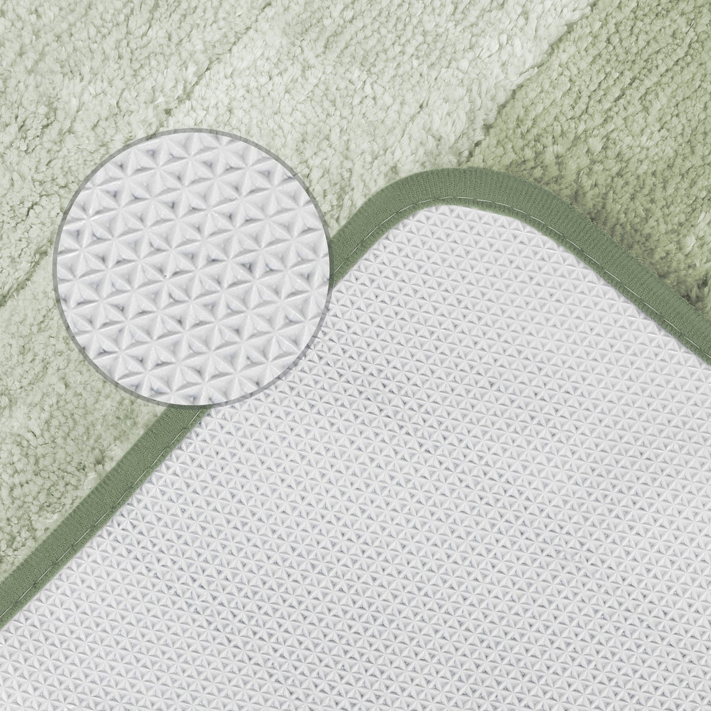 Plush Gradient Striped Bathroom Rug, Microfiber Shaggy Machine Washable Bath Mats