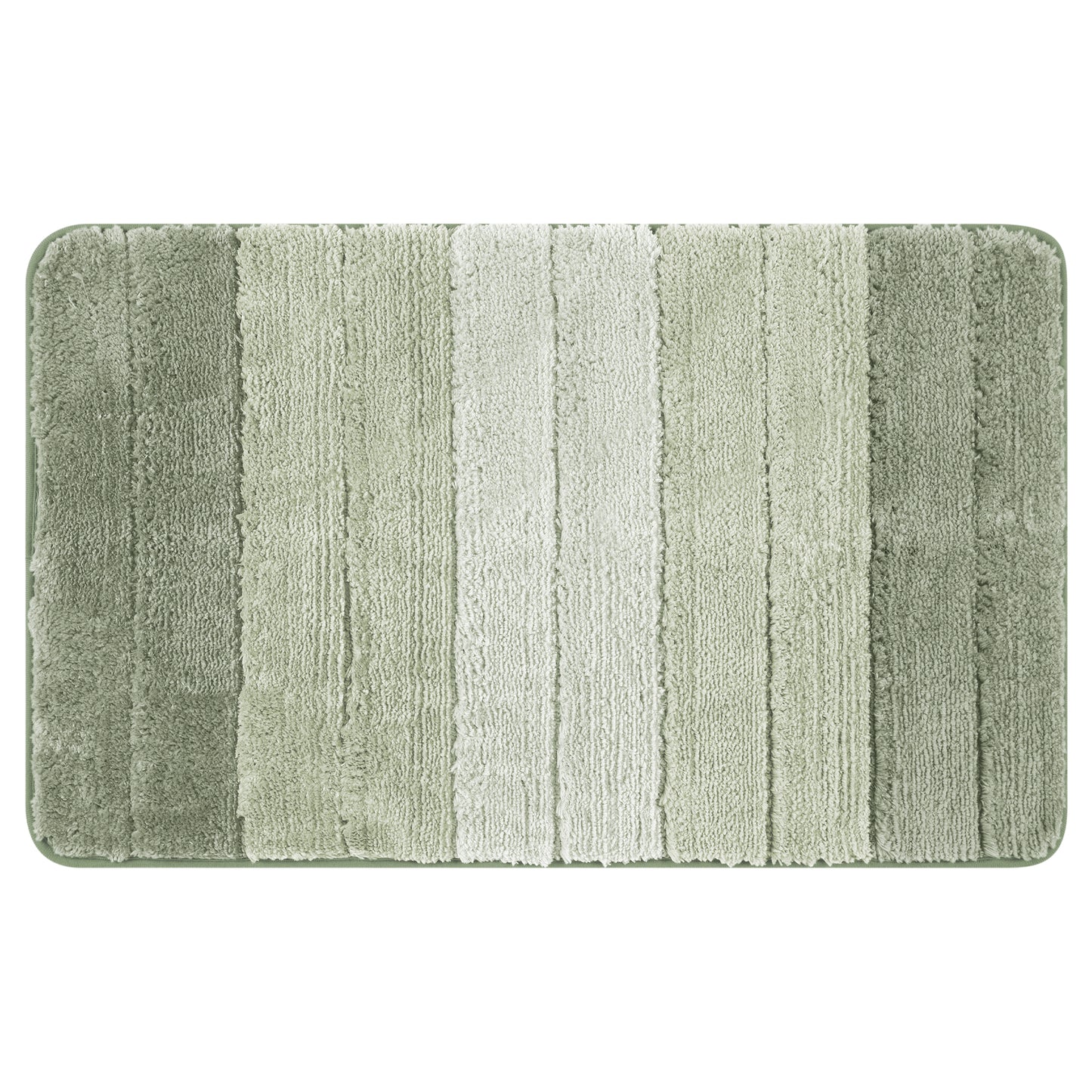 Plush Gradient Striped Bathroom Rug, Microfiber Shaggy Machine Washable Bath Mats