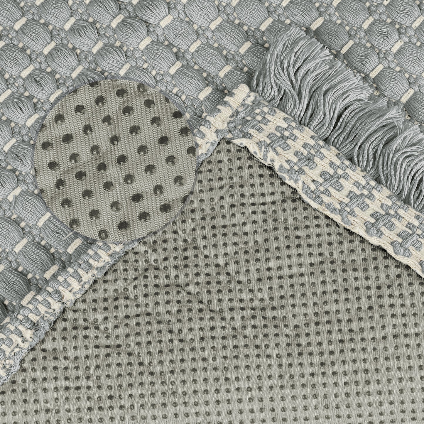 Boho Bathroom Rug, Woven Tecture Rug for Bedroom Throw Rug with Fringe