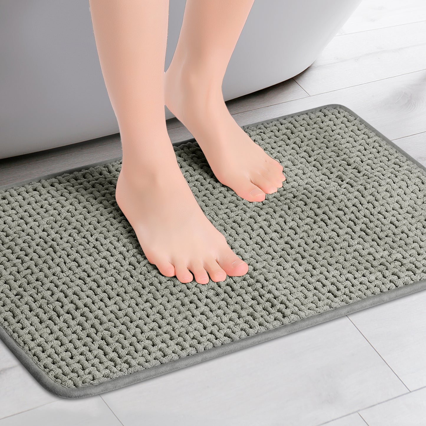 Chenille Bathroom Rugs, Non Slip Bath Mat Carpet for Bathroom Floor and Shower