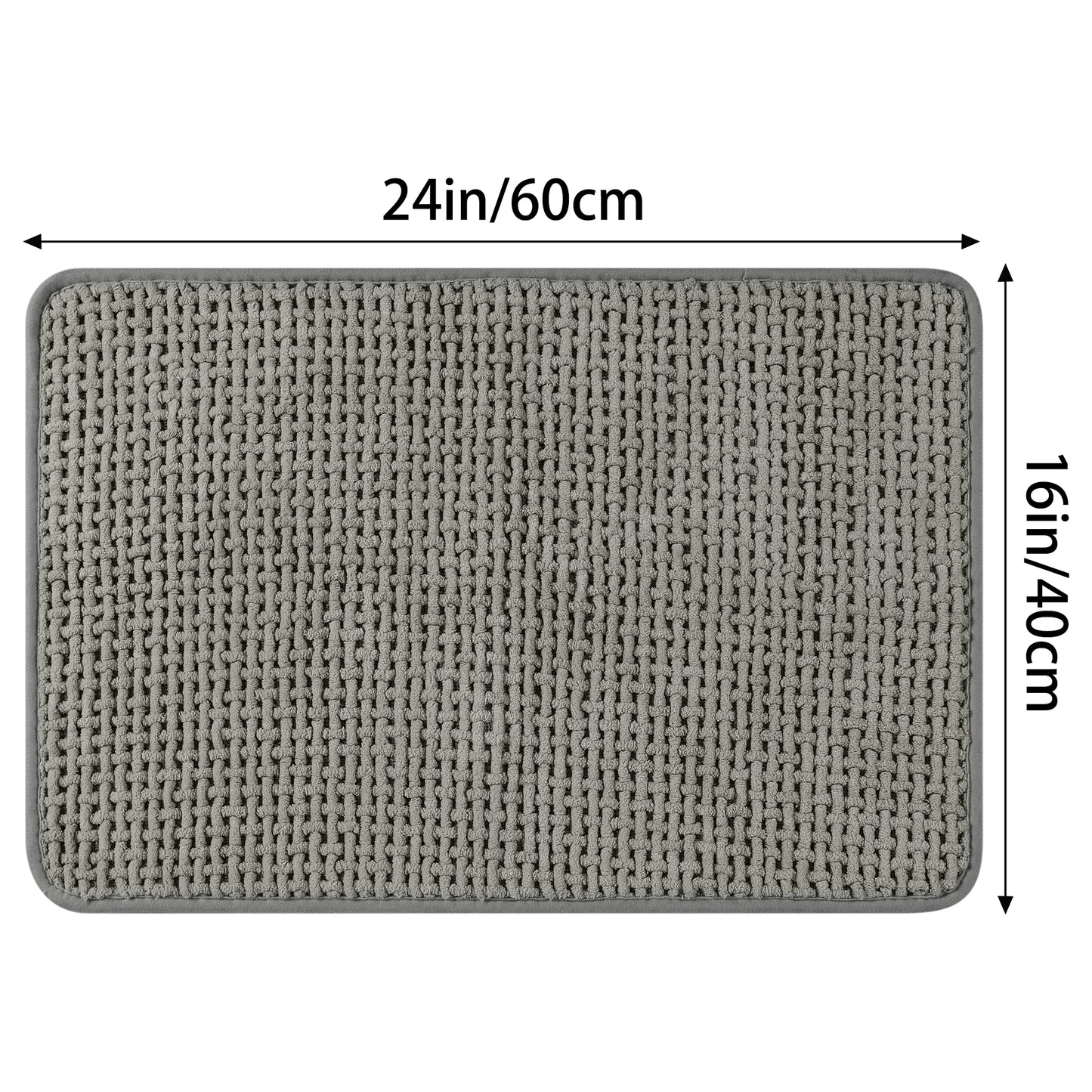 Chenille Bathroom Rugs, Non Slip Bath Mat Carpet for Bathroom Floor and Shower