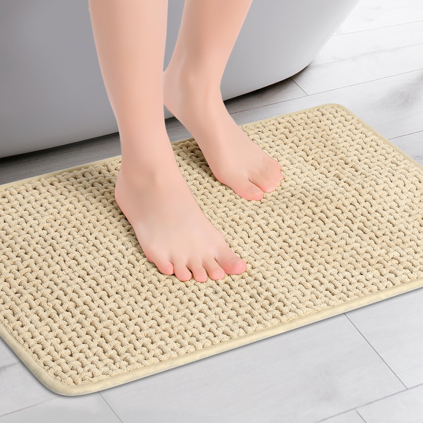 Chenille Bathroom Rugs, Non Slip Bath Mat Carpet for Bathroom Floor and Shower