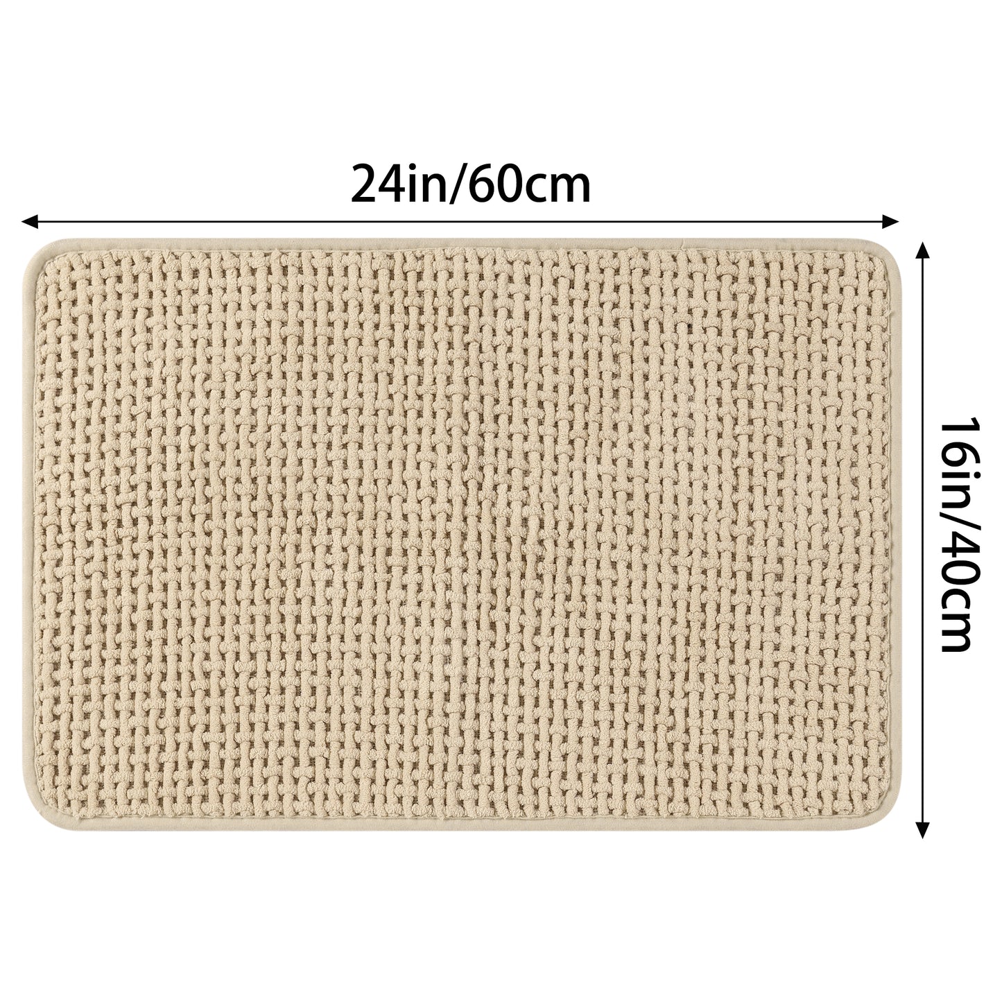 Chenille Bathroom Rugs, Non Slip Bath Mat Carpet for Bathroom Floor and Shower