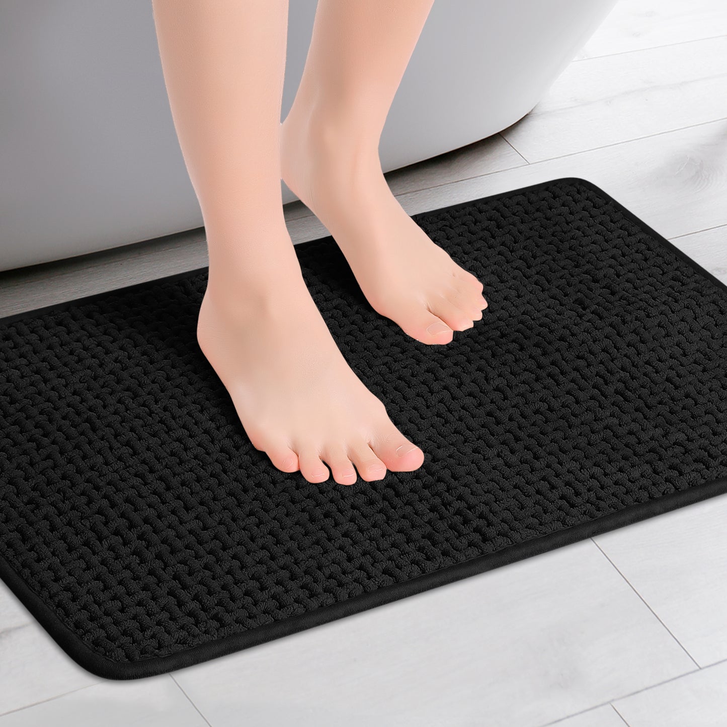 Chenille Bathroom Rugs, Non Slip Bath Mat Carpet for Bathroom Floor and Shower