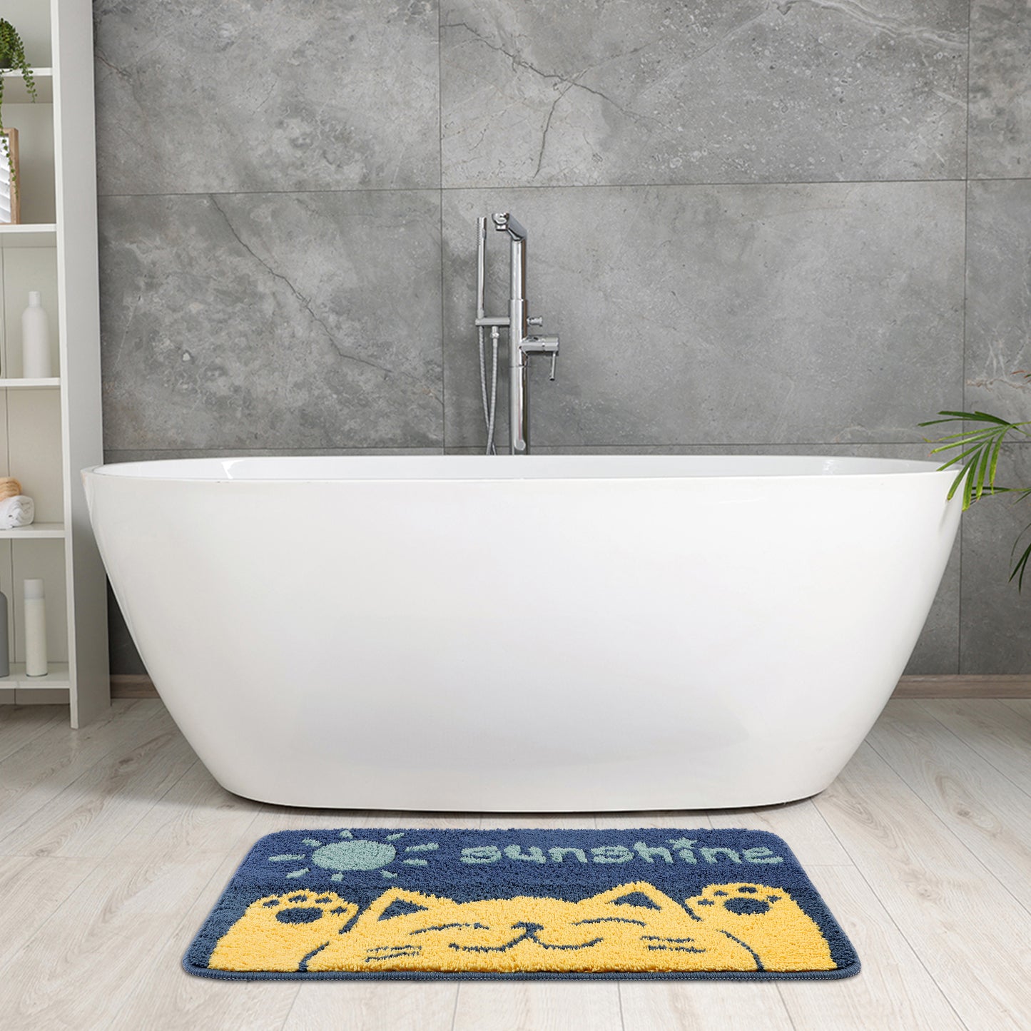 Cute Bath Mat, Stylish Funny Bathroom Rug with Words, Absorbent and Non-Slip