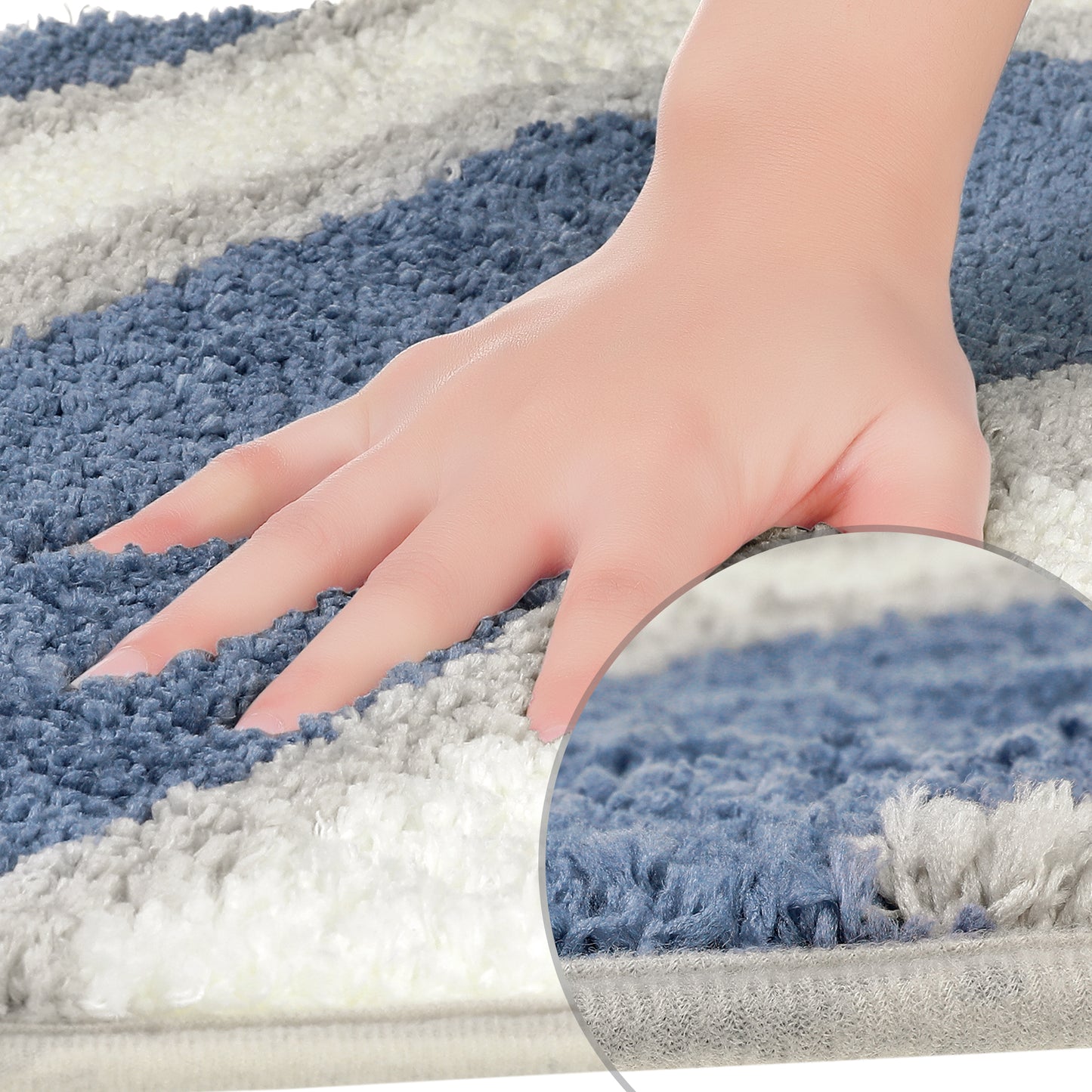Wavy Stripes Bathroom Rug Mat, Absorbent Bath Rug, Non-Slip Bath Mats for Bathroom Floor