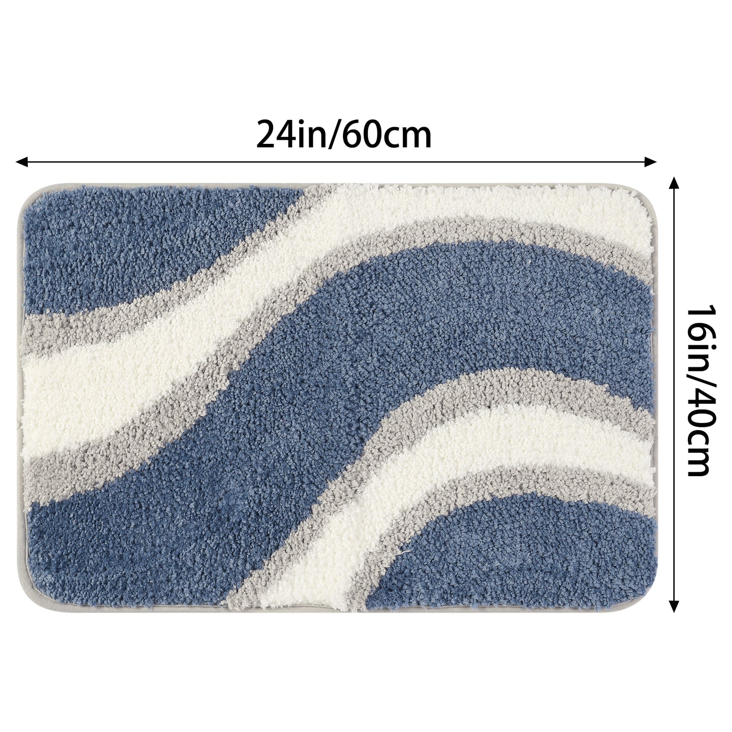Wavy Stripes Bathroom Rug Mat, Absorbent Bath Rug, Non-Slip Bath Mats for Bathroom Floor