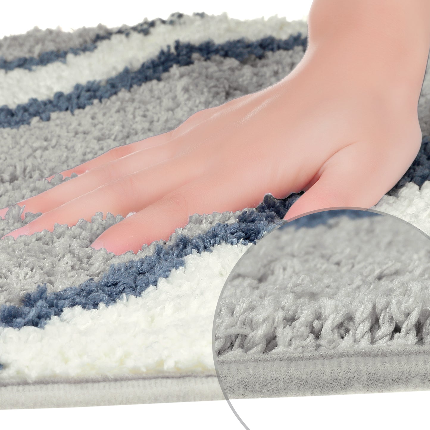 Wavy Stripes Bathroom Rug Mat, Absorbent Bath Rug, Non-Slip Bath Mats for Bathroom Floor