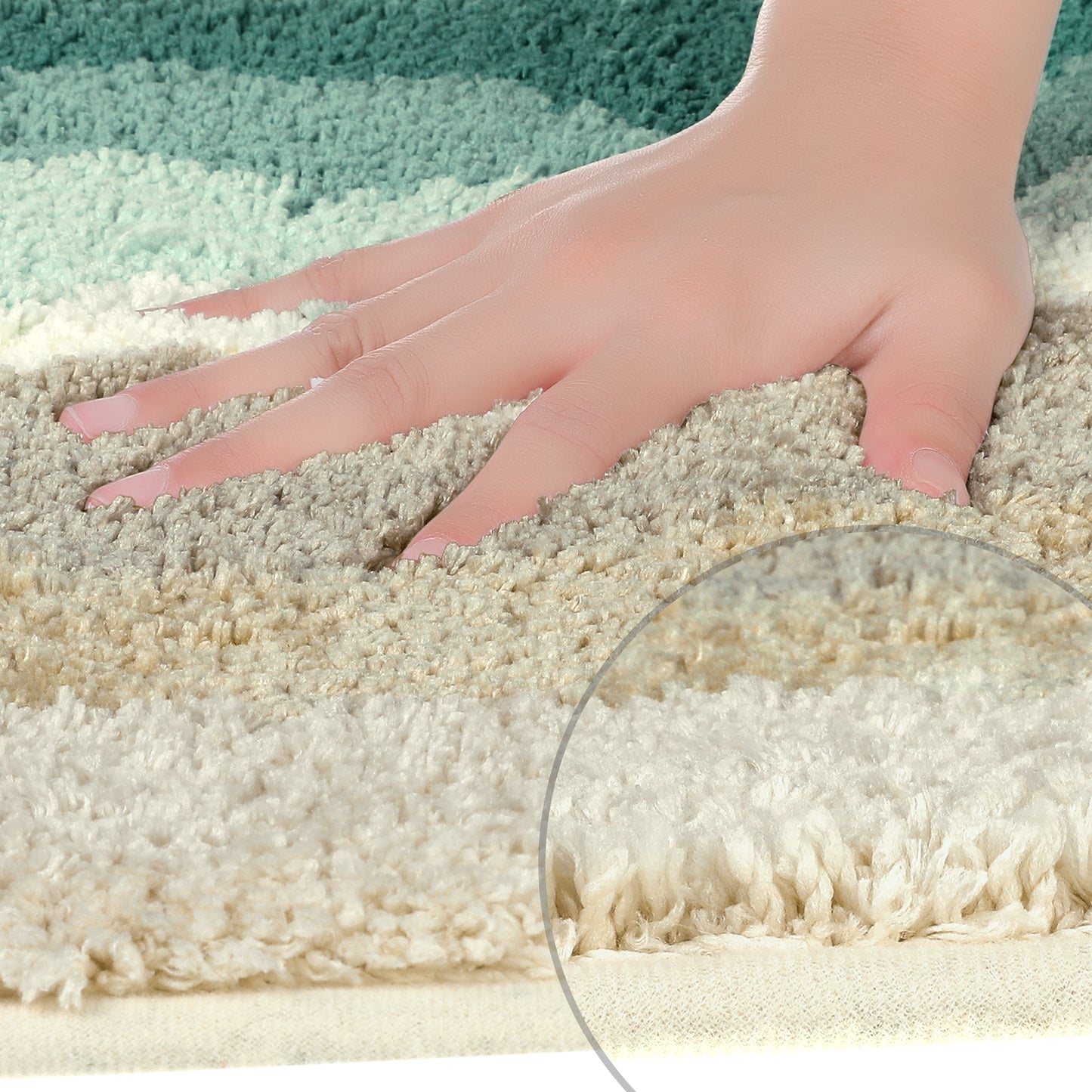 Wavy Stripes Bathroom Rug Mat, Absorbent Bath Rug, Non-Slip Bath Mats for Bathroom Floor
