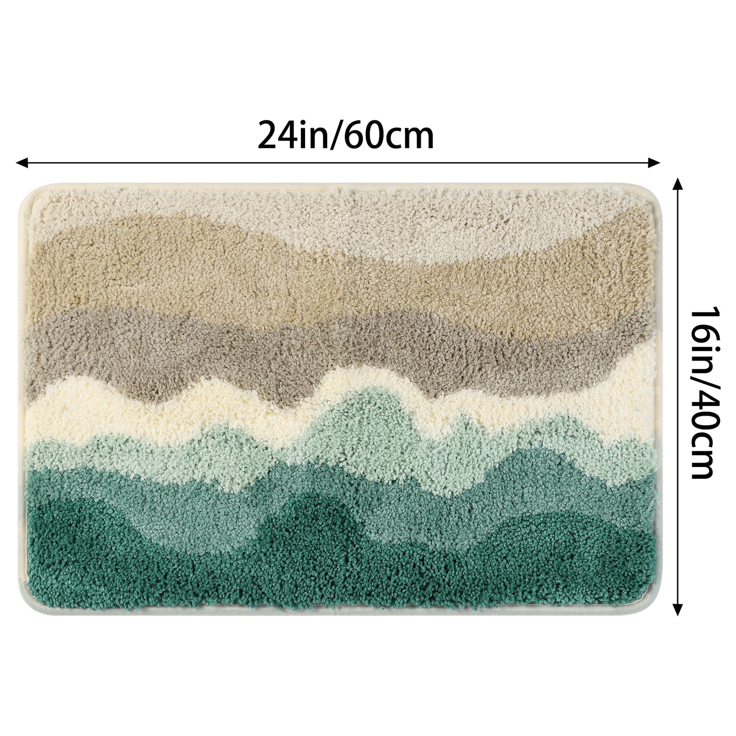 Wavy Stripes Bathroom Rug Mat, Absorbent Bath Rug, Non-Slip Bath Mats for Bathroom Floor