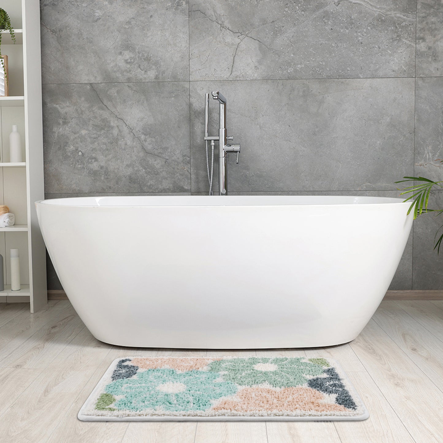 Non Slip Bath Mats for Bathroom Absorbent Fluffy Soft Microfiber Machine Washable Bath Mats