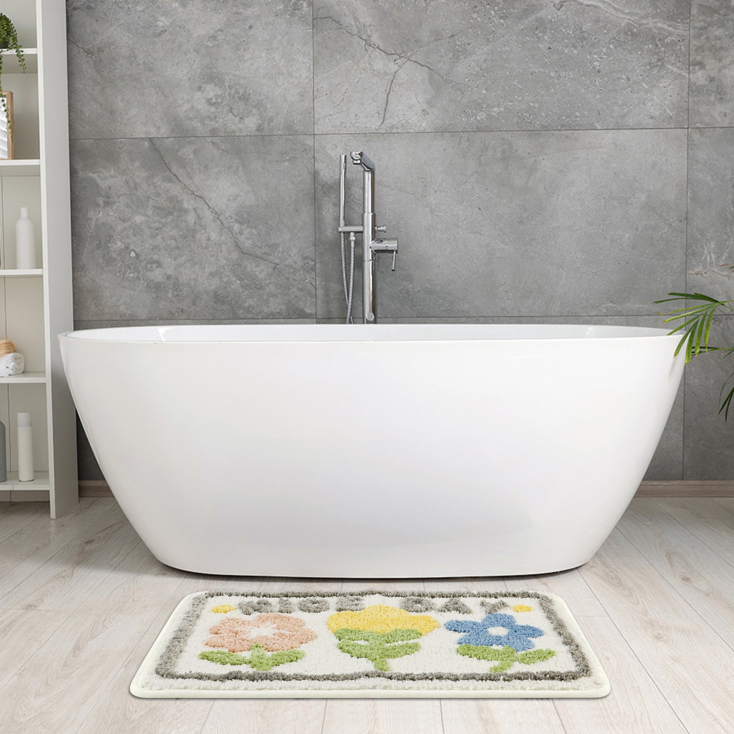 Non Slip Bath Mats for Bathroom Absorbent Fluffy Soft Microfiber Machine Washable Bath Mats