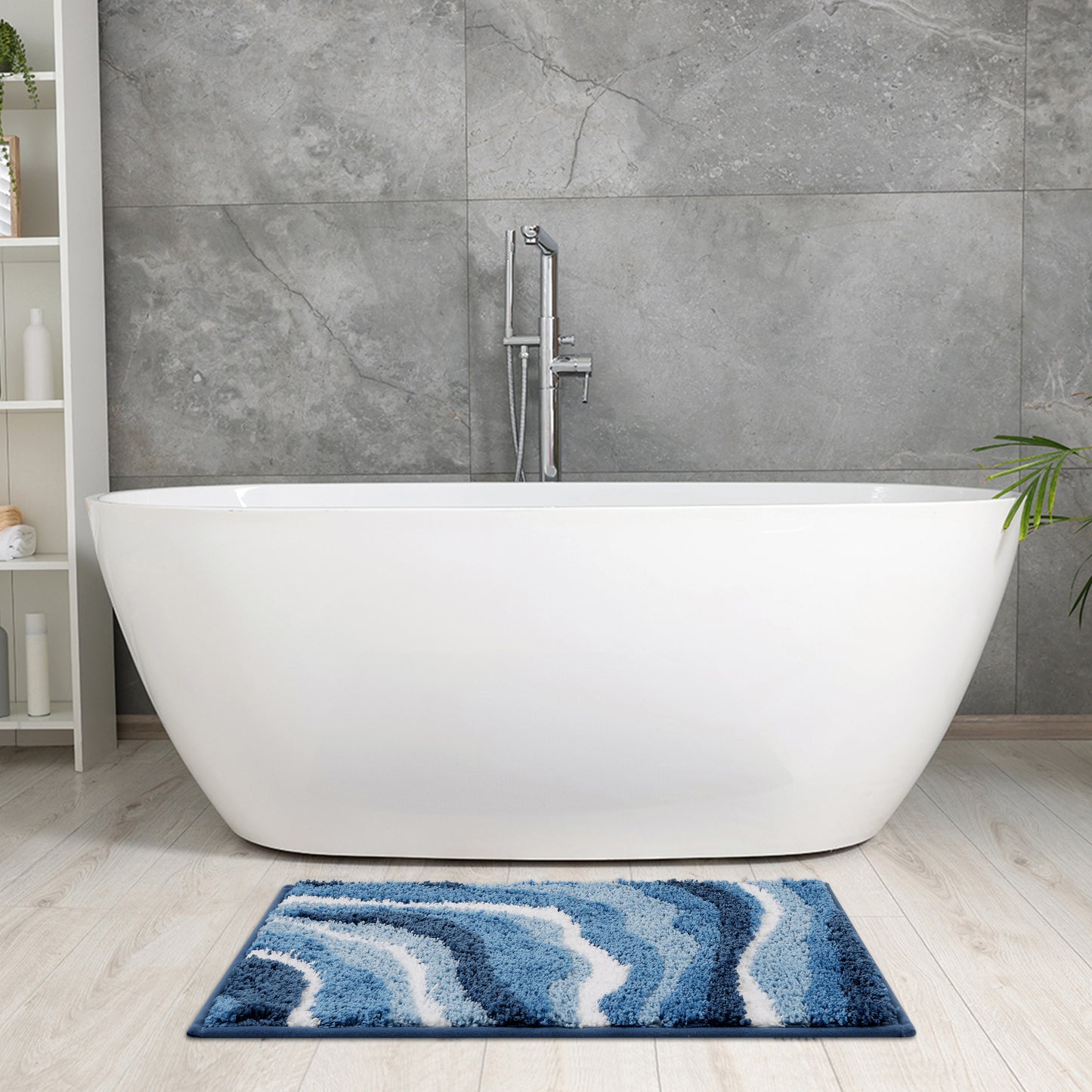 Abstract Bathroom Rug, Soft Non-Slip Thickening, Water Absorption Art Style Quick Dry Bath Mats