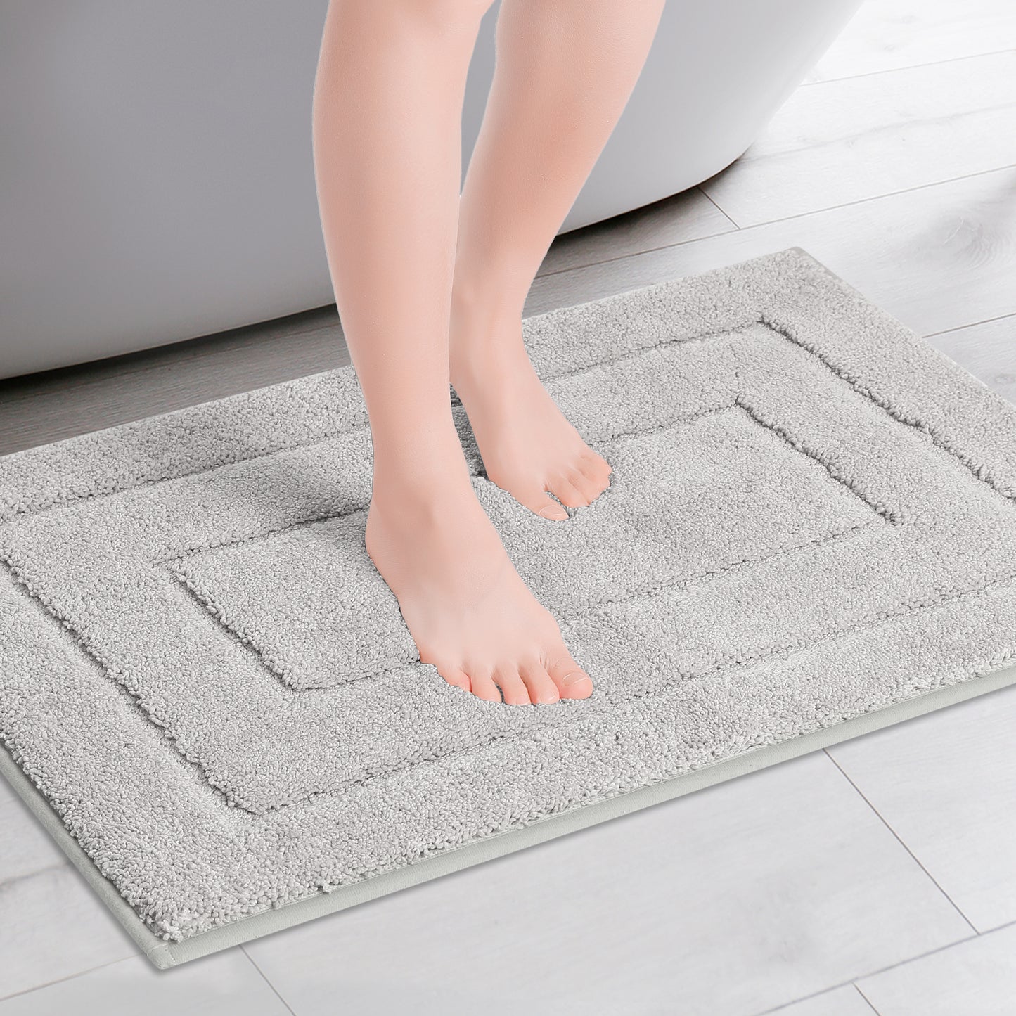 Geometry Bath Mats, Extra Soft Absorbent, Non-Slip Comfortable Solid Color Bath Mats