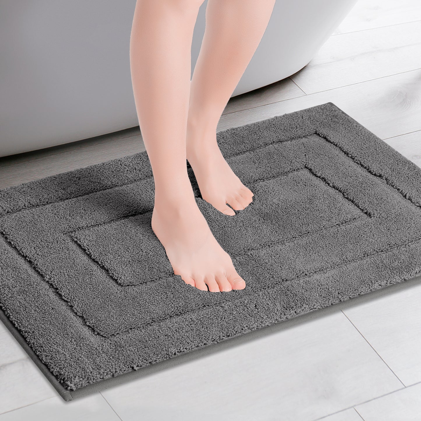 Geometry Bath Mats, Extra Soft Absorbent, Non-Slip Comfortable Solid Color Bath Mats