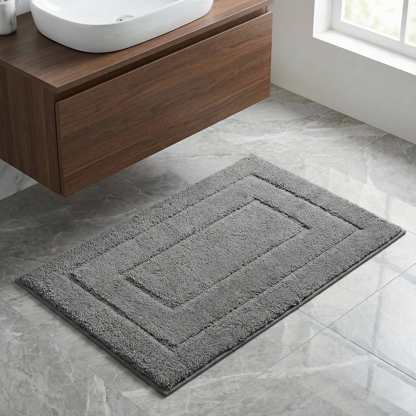 Geometry Bath Mats, Extra Soft Absorbent, Non-Slip Comfortable Solid Color Bath Mats