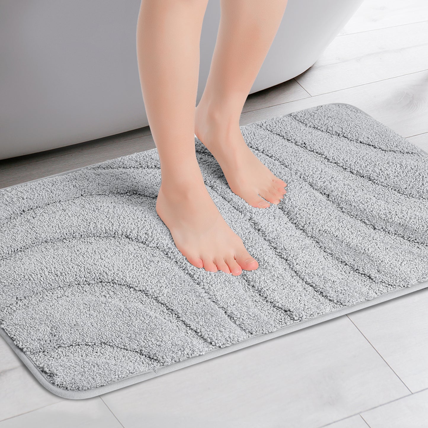 Non Slip Bath Mat, Geometry Bathroom Rug Absorbent Washable Mat Soft Microfiber Bath Mats