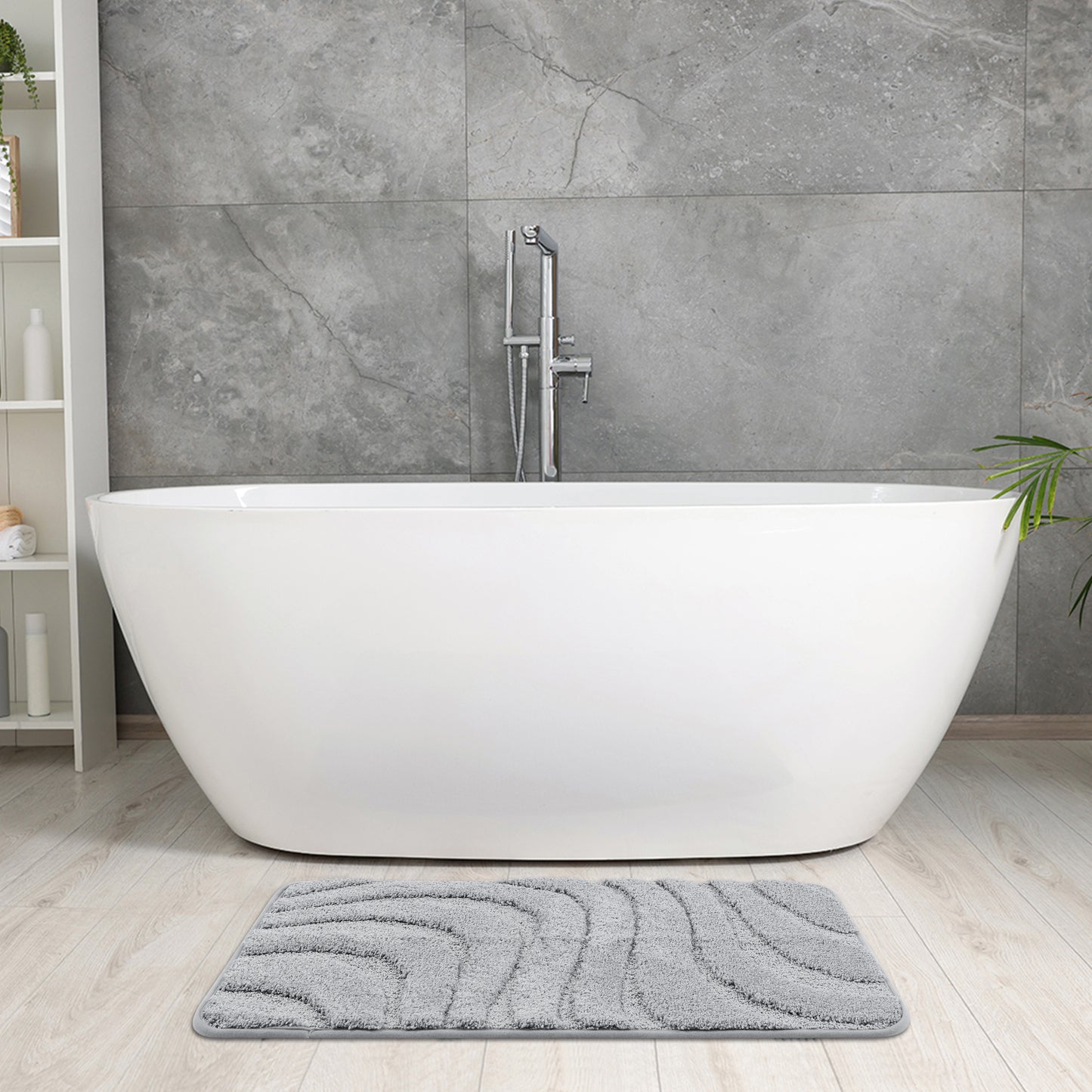 Non Slip Bath Mat, Geometry Bathroom Rug Absorbent Washable Mat Soft Microfiber Bath Mats
