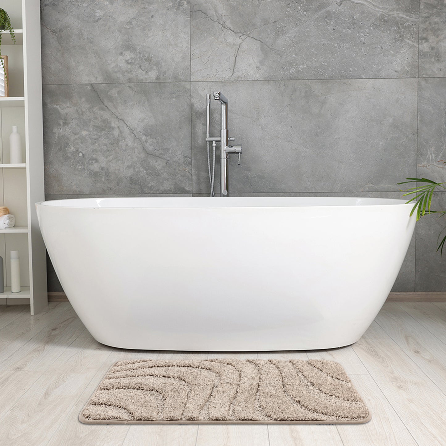 Non Slip Bath Mat, Geometry Bathroom Rug Absorbent Washable Mat Soft Microfiber Bath Mats