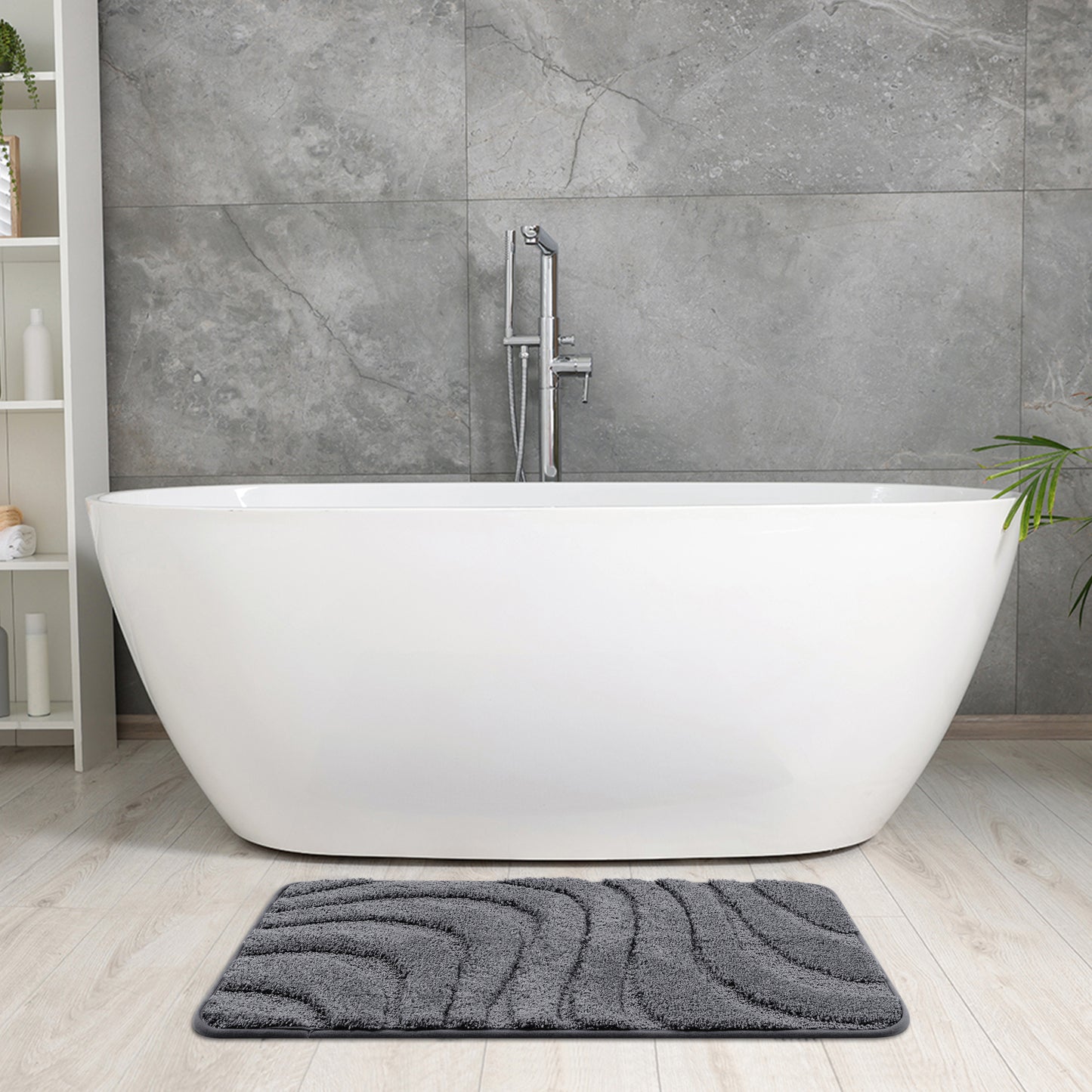 Non Slip Bath Mat, Geometry Bathroom Rug Absorbent Washable Mat Soft Microfiber Bath Mats