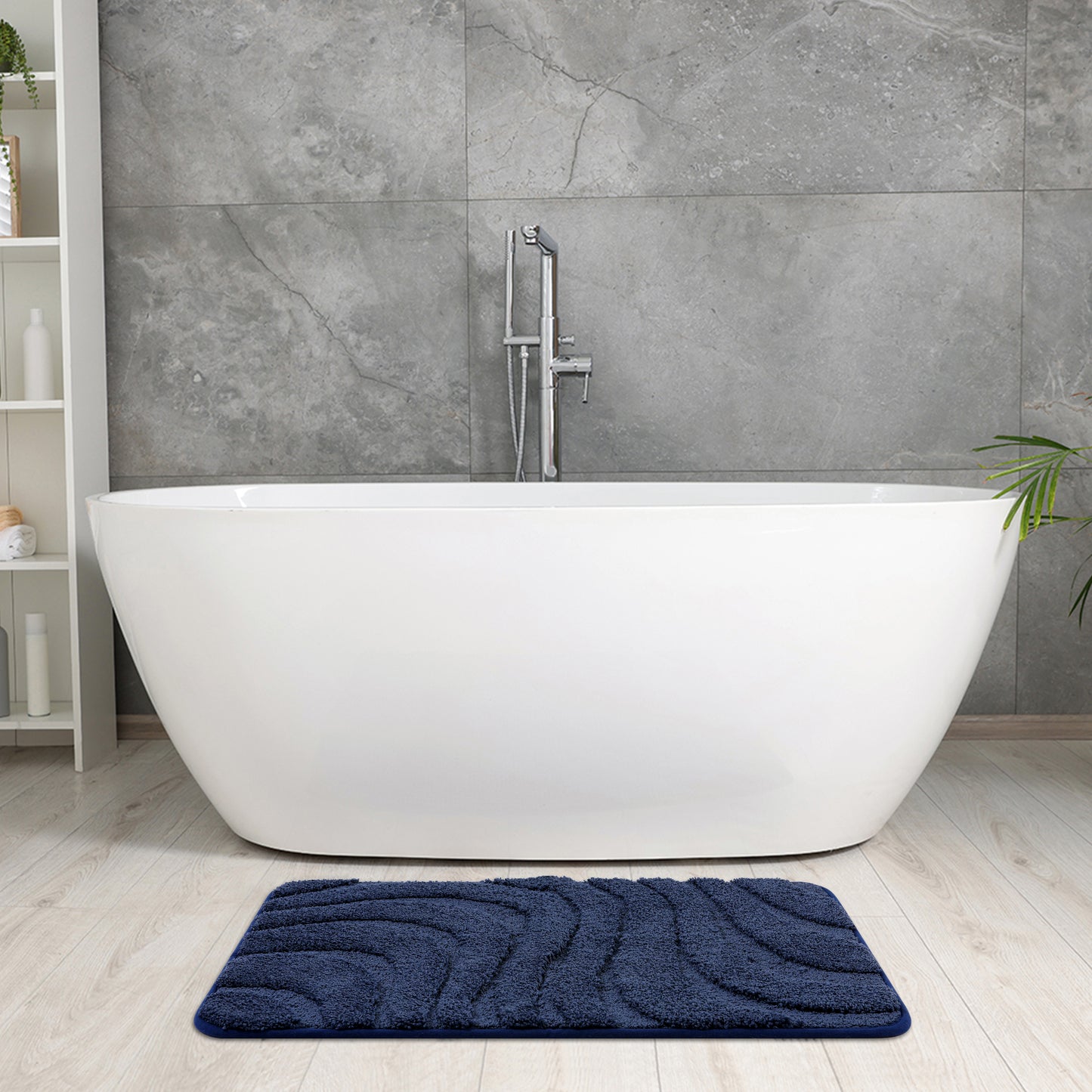Non Slip Bath Mat, Geometry Bathroom Rug Absorbent Washable Mat Soft Microfiber Bath Mats