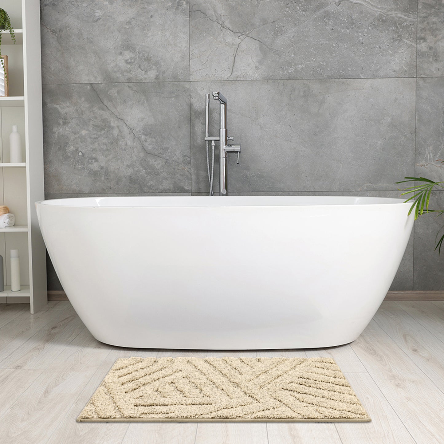 Bathroom Rugs Non Slip Bath Mat Geometric Luxury Soft Microfiber Washable Bath Mats