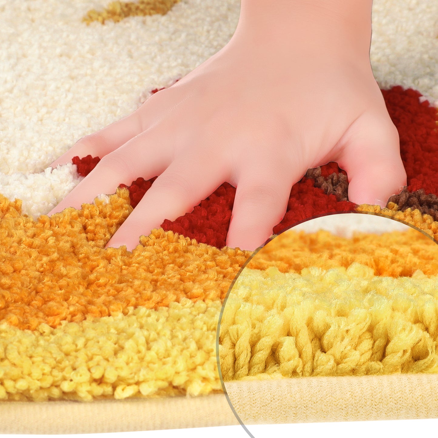 Soft Bath Rugs, Non-Slip Bathroom Rug Botanical Pattern Water Absorbent Thick Shaggy Bath Mats