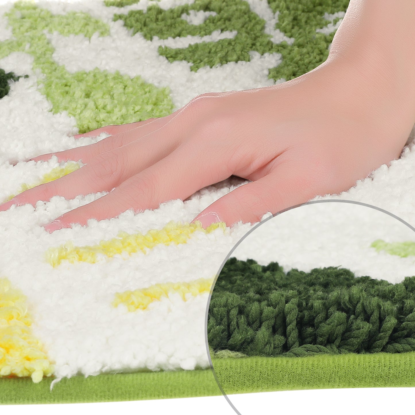 Soft Bath Rugs, Non-Slip Bathroom Rug Botanical Pattern Water Absorbent Thick Shaggy Bath Mats