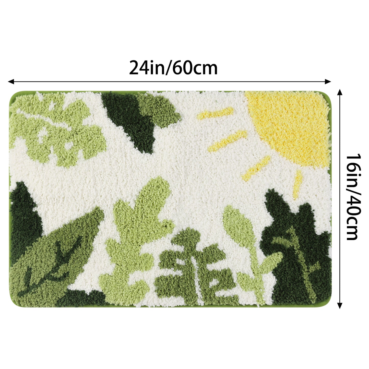 Soft Bath Rugs, Non-Slip Bathroom Rug Botanical Pattern Water Absorbent Thick Shaggy Bath Mats
