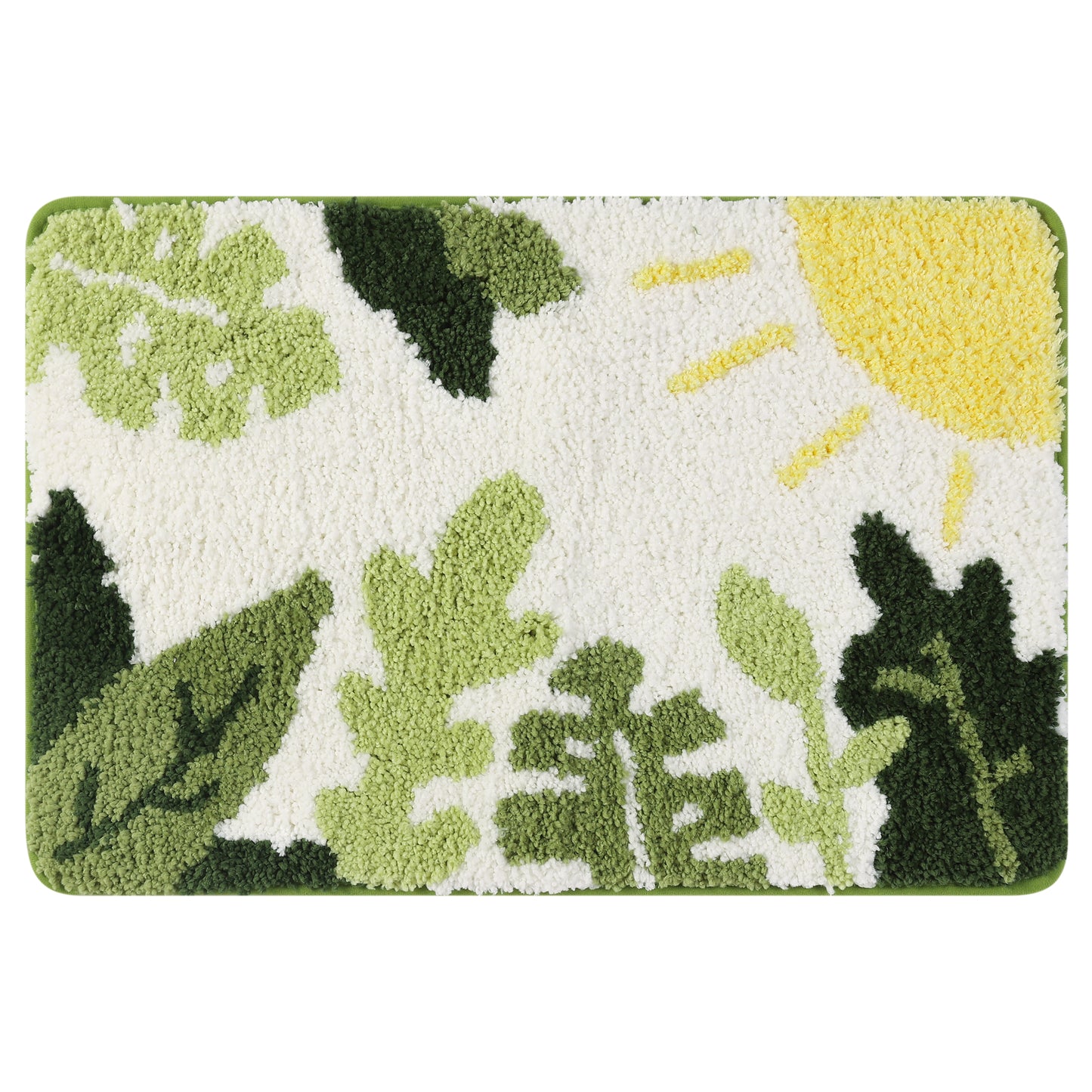 Soft Bath Rugs, Non-Slip Bathroom Rug Botanical Pattern Water Absorbent Thick Shaggy Bath Mats