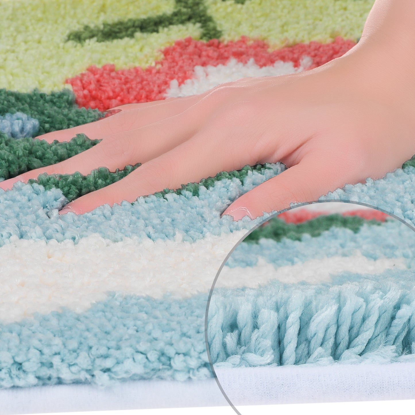 Soft Bath Rugs, Non-Slip Bathroom Rug Botanical Pattern Water Absorbent Thick Shaggy Bath Mats