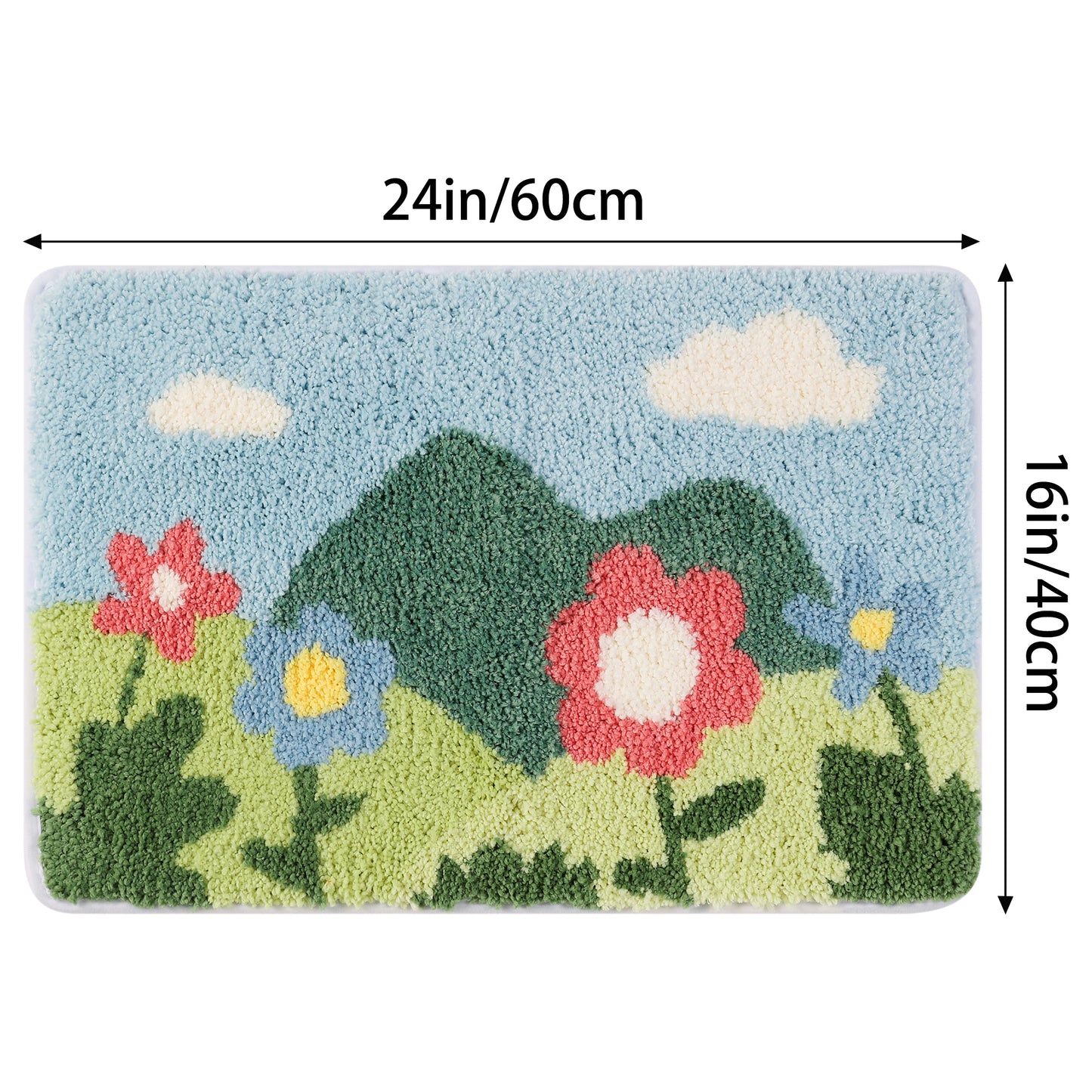Soft Bath Rugs, Non-Slip Bathroom Rug Botanical Pattern Water Absorbent Thick Shaggy Bath Mats
