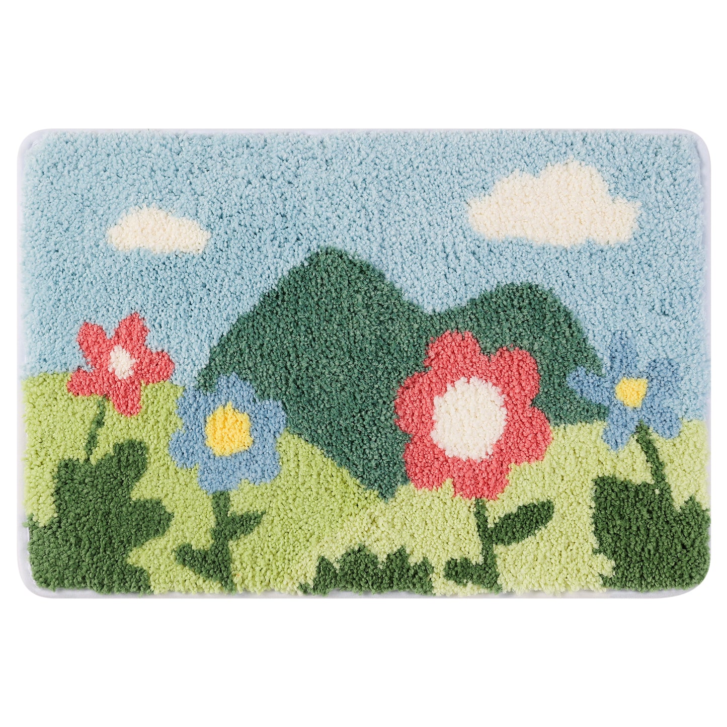 Soft Bath Rugs, Non-Slip Bathroom Rug Botanical Pattern Water Absorbent Thick Shaggy Bath Mats