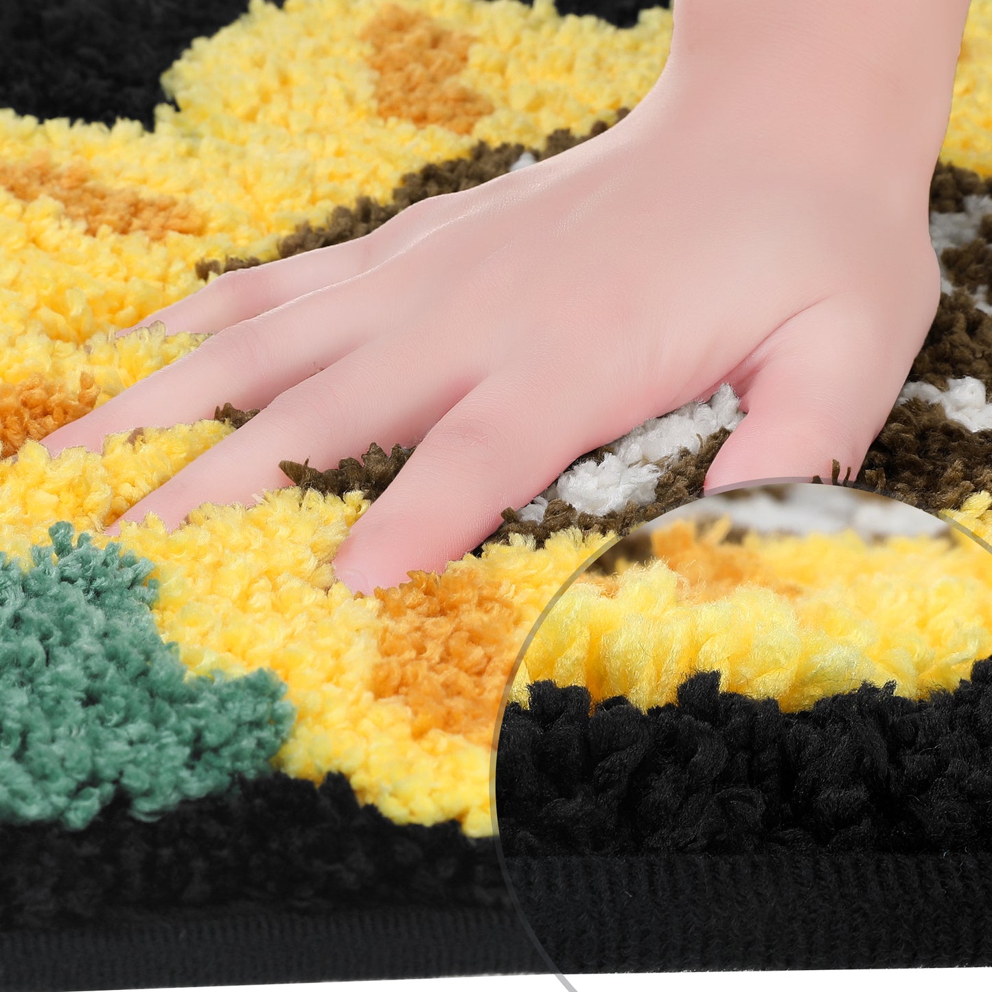 Bathroom Rug, Soft Sunflower Pattern Bath Mat for Bathroom No Slip and Absorbent