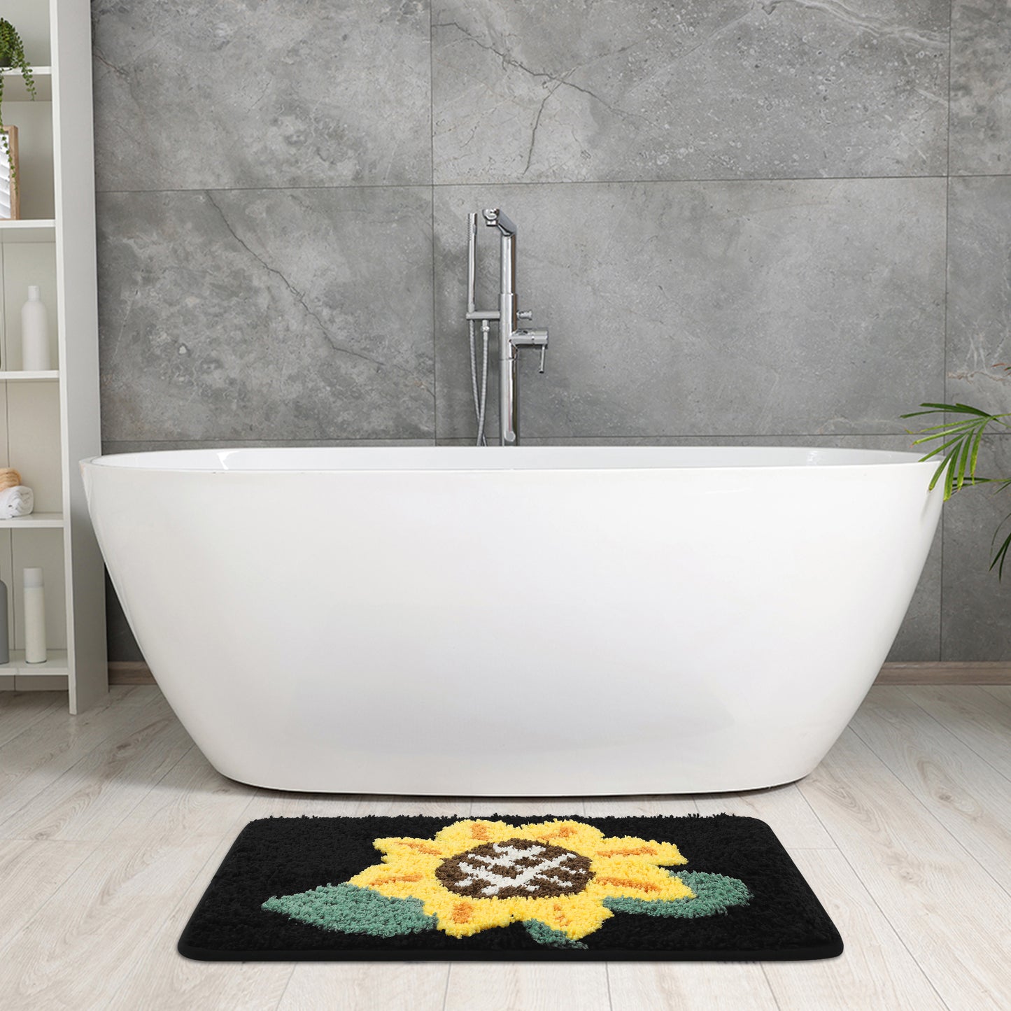 Bathroom Rug, Soft Sunflower Pattern Bath Mat for Bathroom No Slip and Absorbent