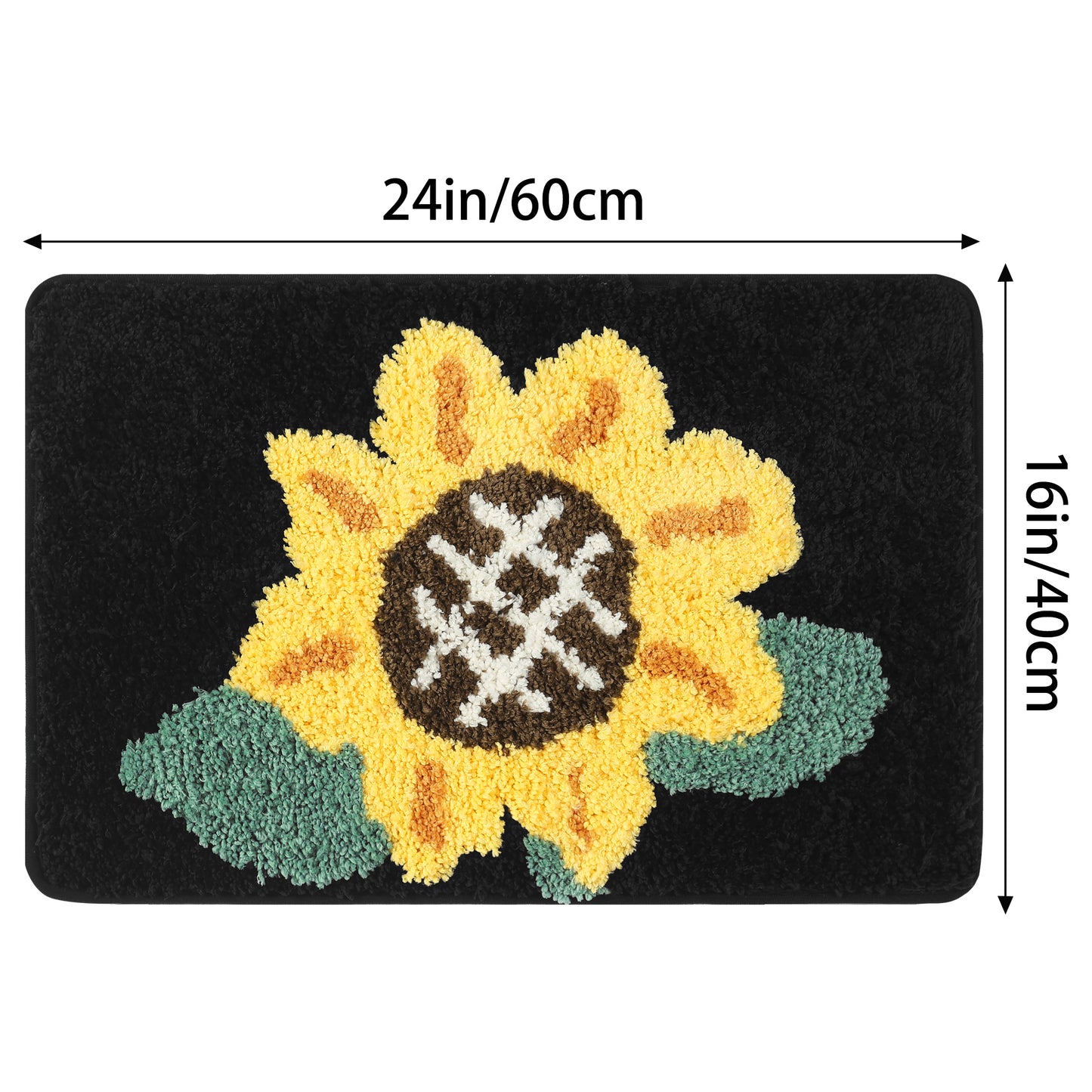 Bathroom Rug, Soft Sunflower Pattern Bath Mat for Bathroom No Slip and Absorbent