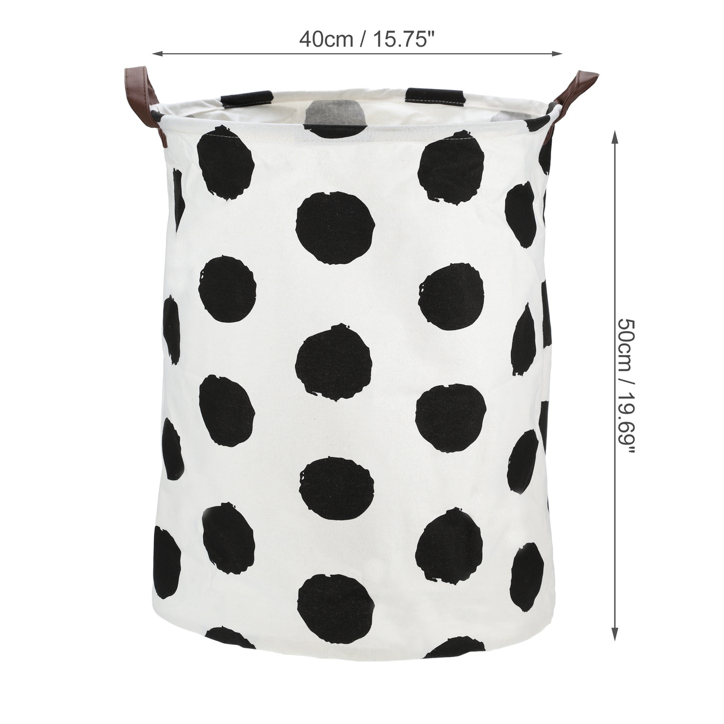 Foldable Cylindrical Laundry Basket for Laundry Room 19.69"x15.75" 60L Black Polka Dots