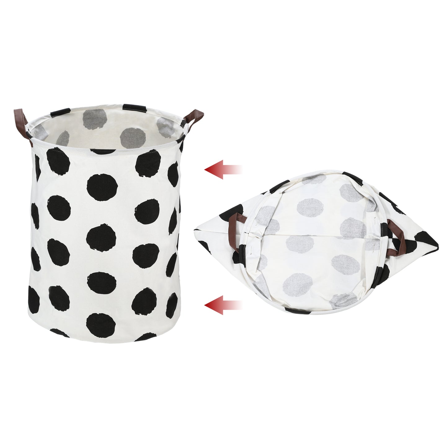 Foldable Cylindrical Laundry Basket for Laundry Room 19.69"x15.75" 60L Black Polka Dots