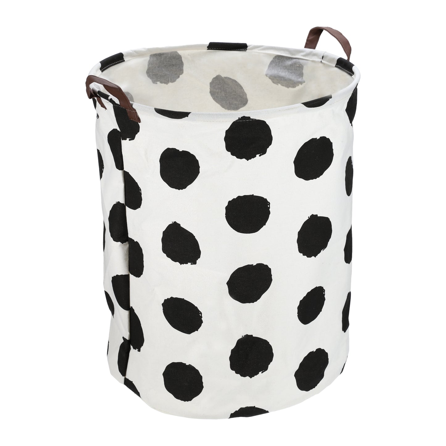 Foldable Cylindrical Laundry Basket for Laundry Room 19.69"x15.75" 60L Black Polka Dots