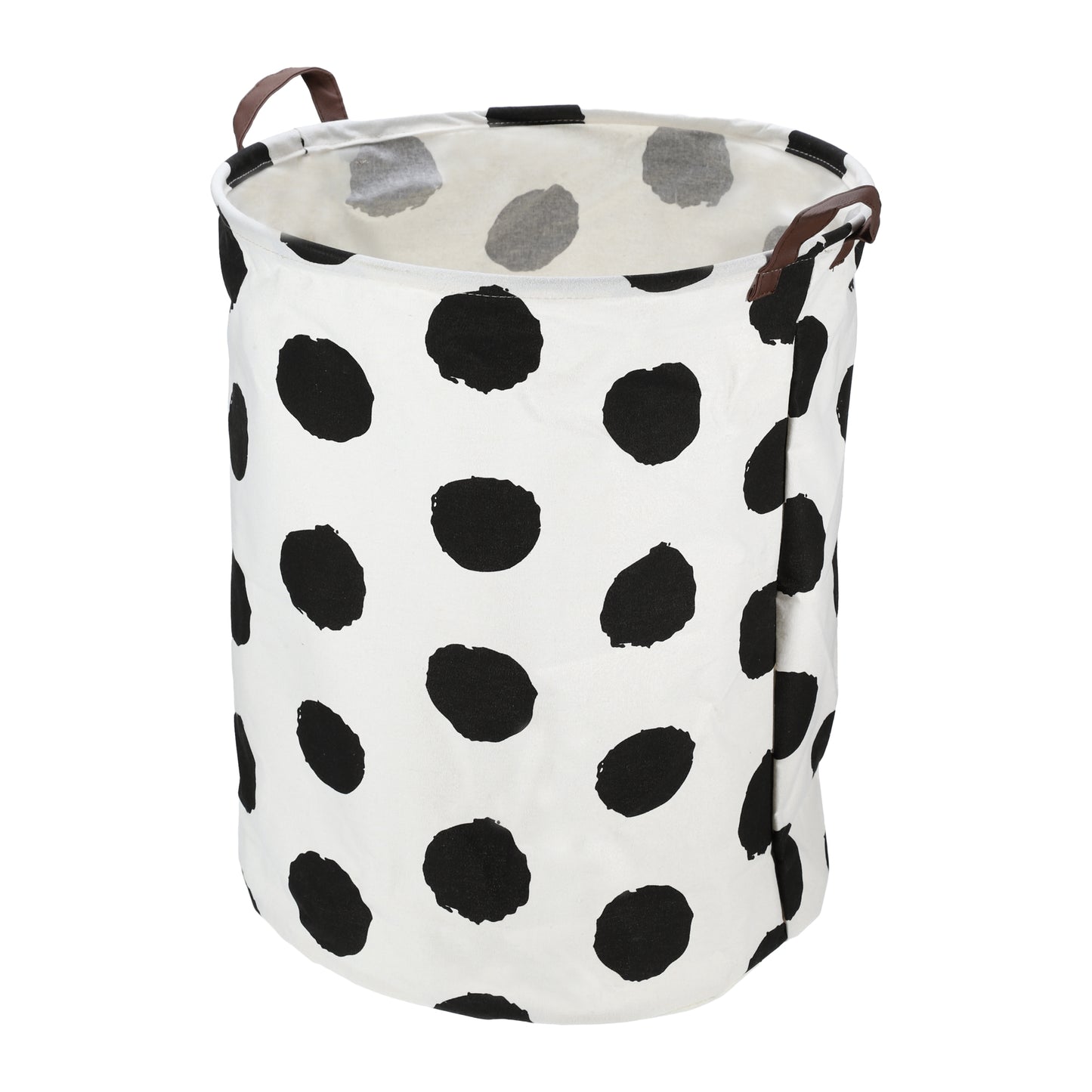 Foldable Cylindrical Laundry Basket for Laundry Room 19.69"x15.75" 60L Black Polka Dots
