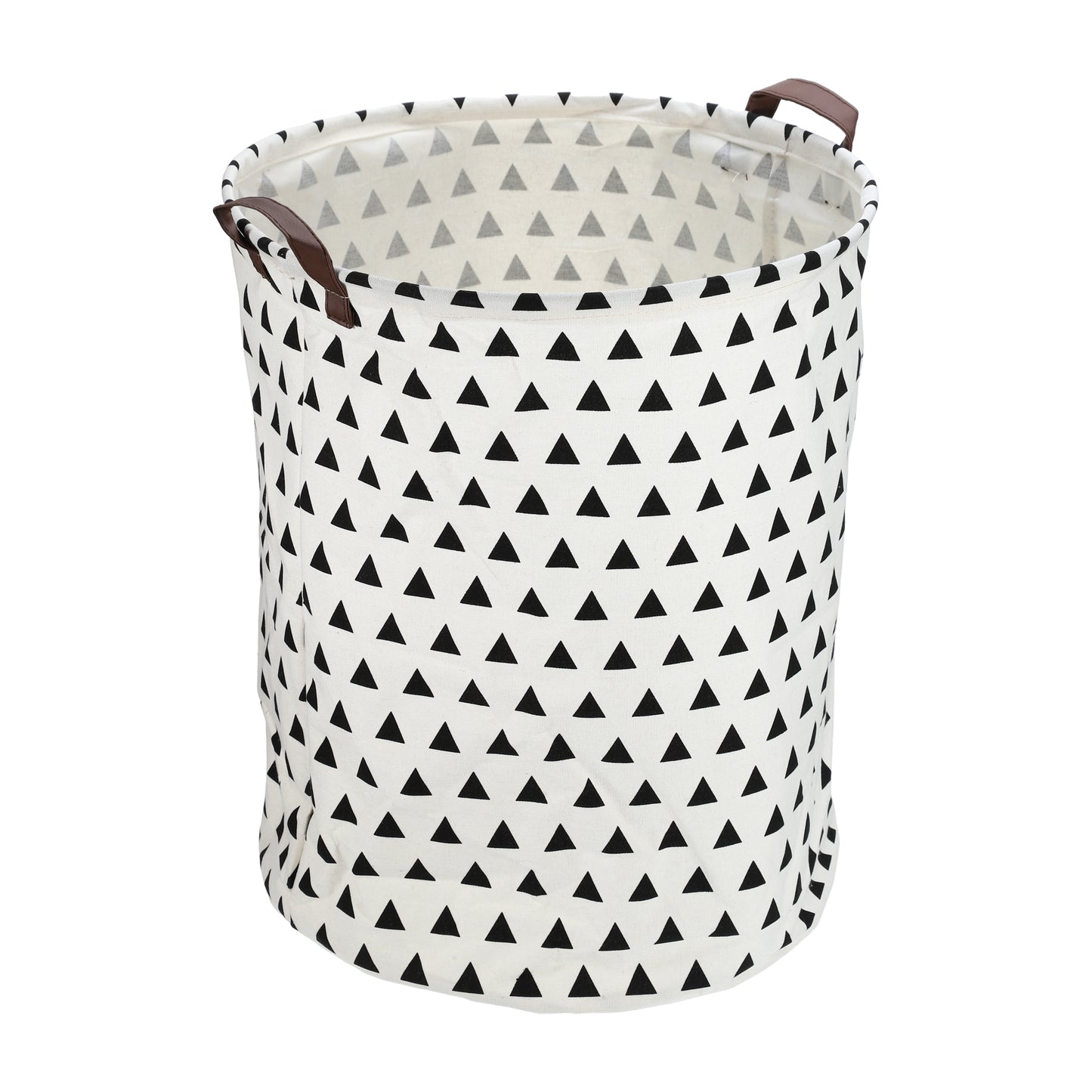 Foldable Cylindrical Laundry Basket for Laundry Room 19.69"x15.75" 60L Black Triangle