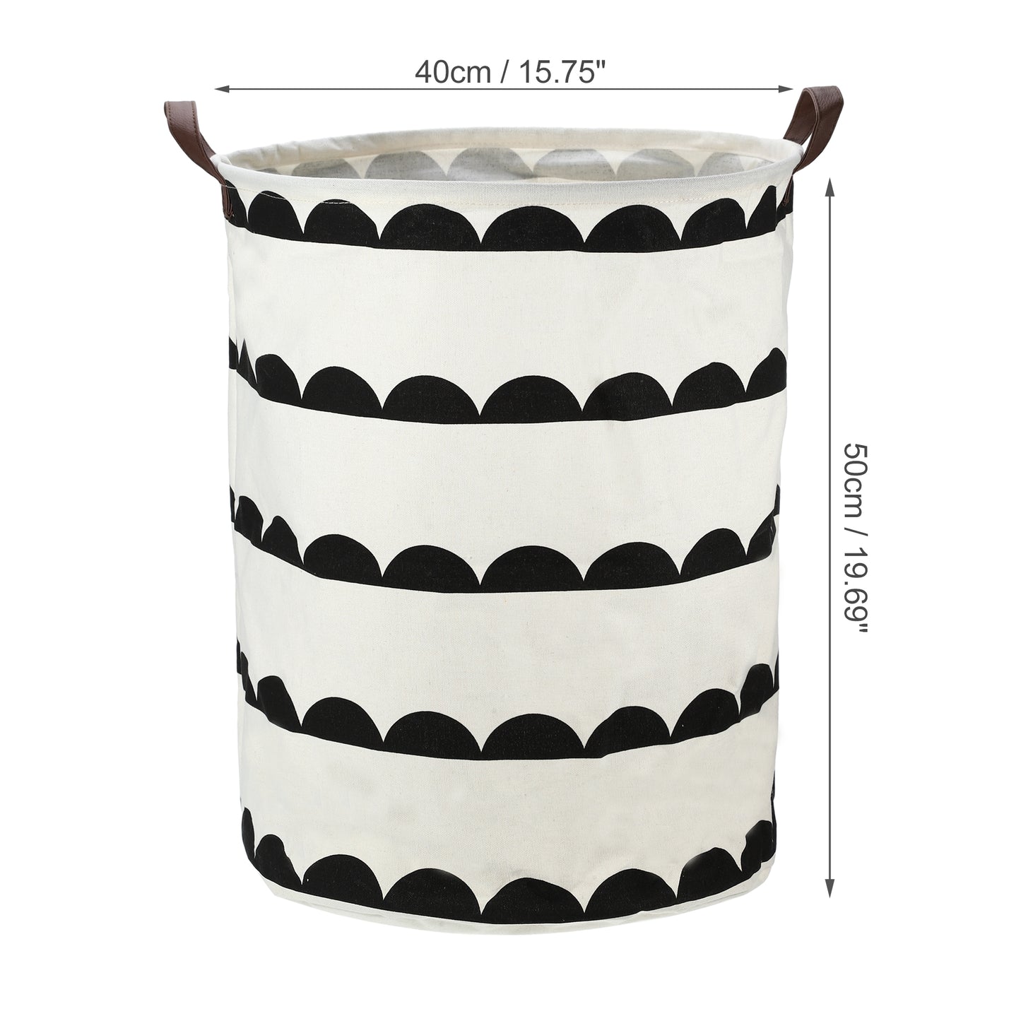 Foldable Cylindrical Laundry Basket for Laundry Room 19.69"x15.75" 60L Black Semicircle