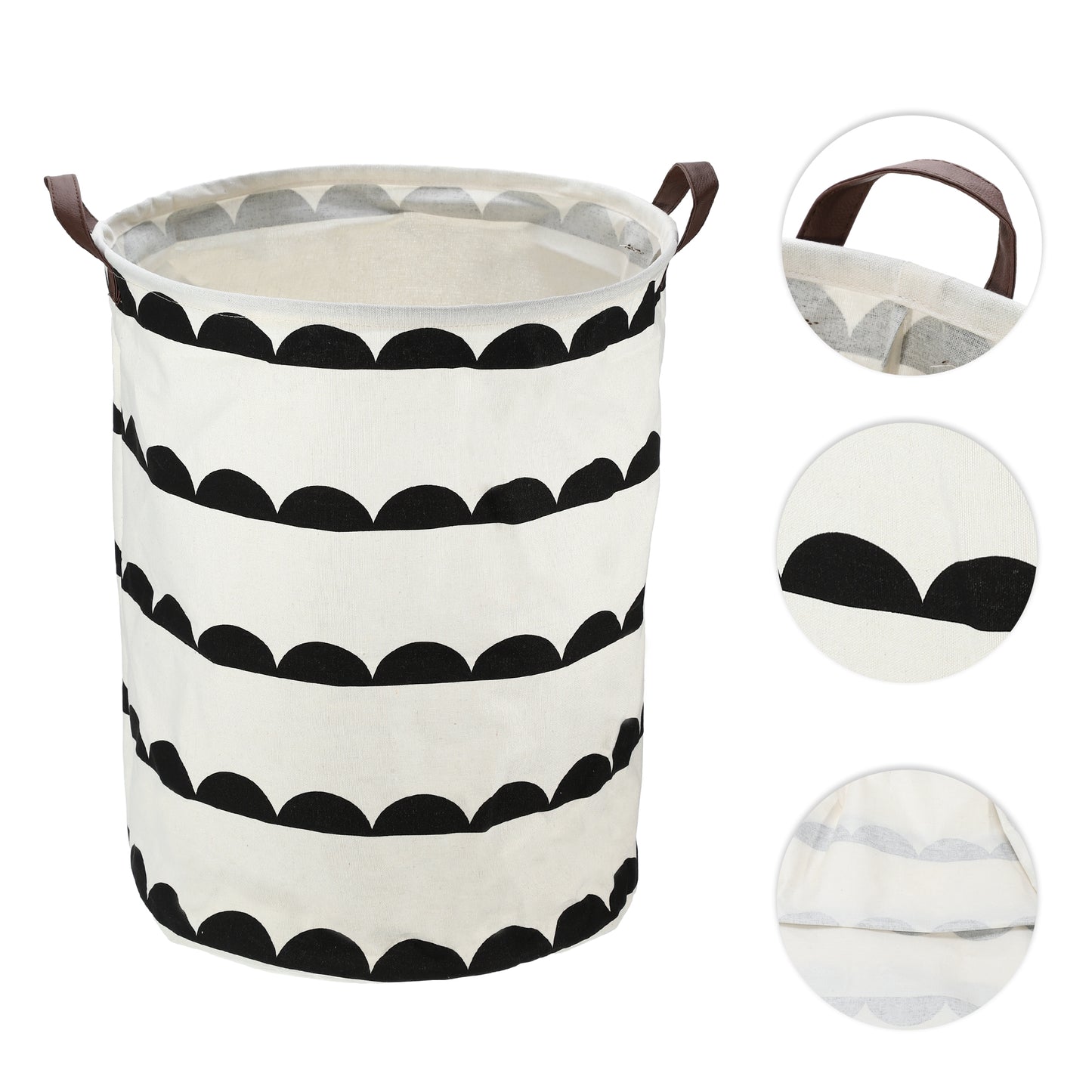 Foldable Cylindrical Laundry Basket for Laundry Room 19.69"x15.75" 60L Black Semicircle