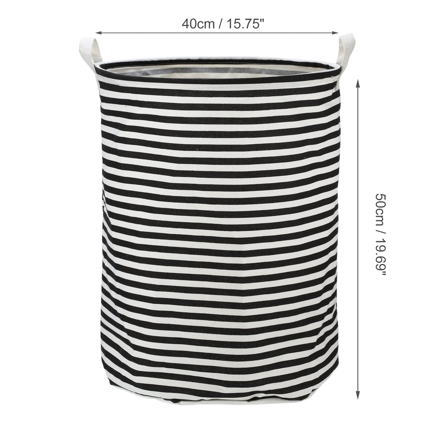 Foldable Cylindrical Laundry Basket for Laundry Room 19.69"x15.75" 60L Black Stripe